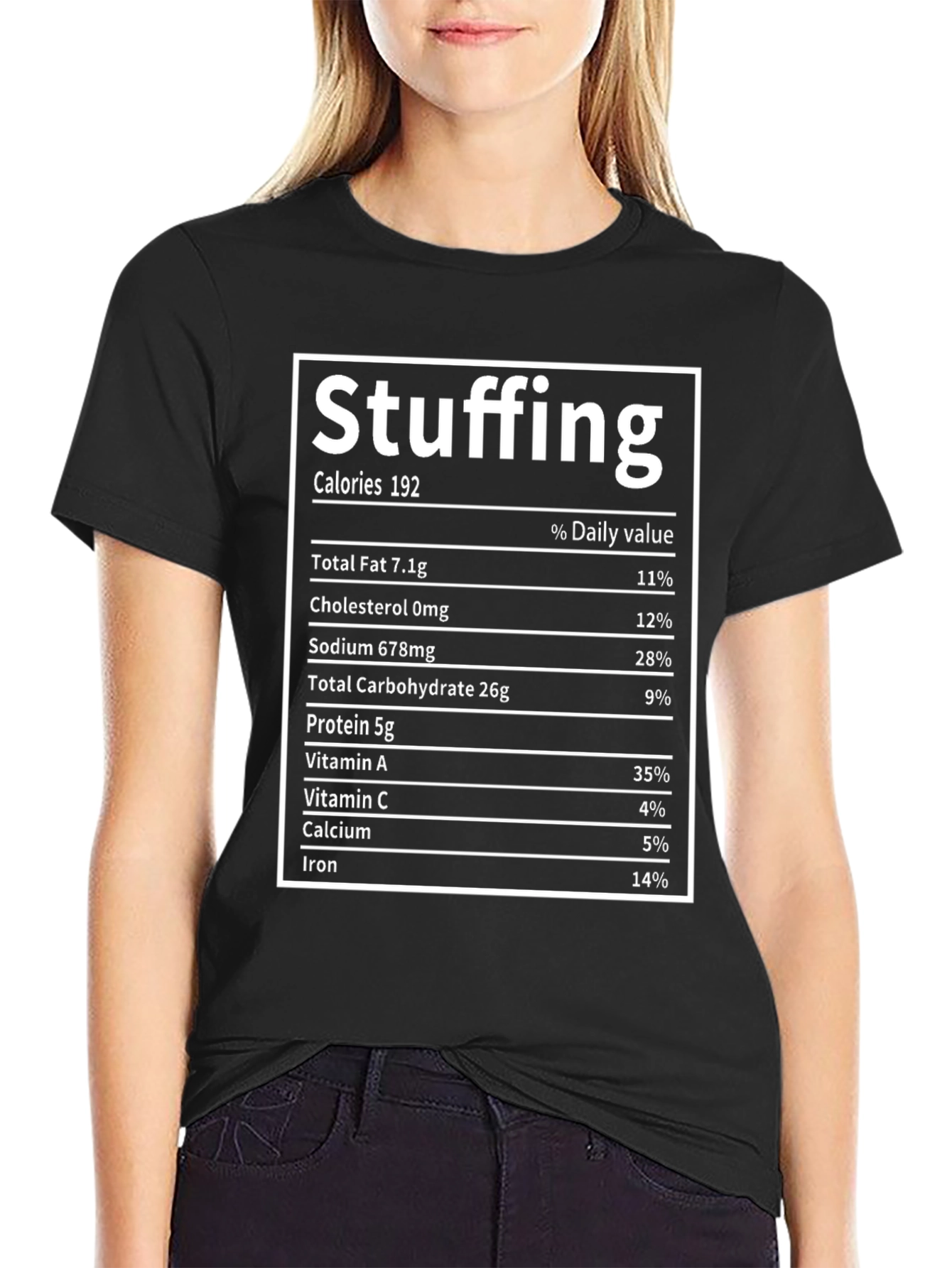Stuffing Nutrition Facts Black T-Shirt