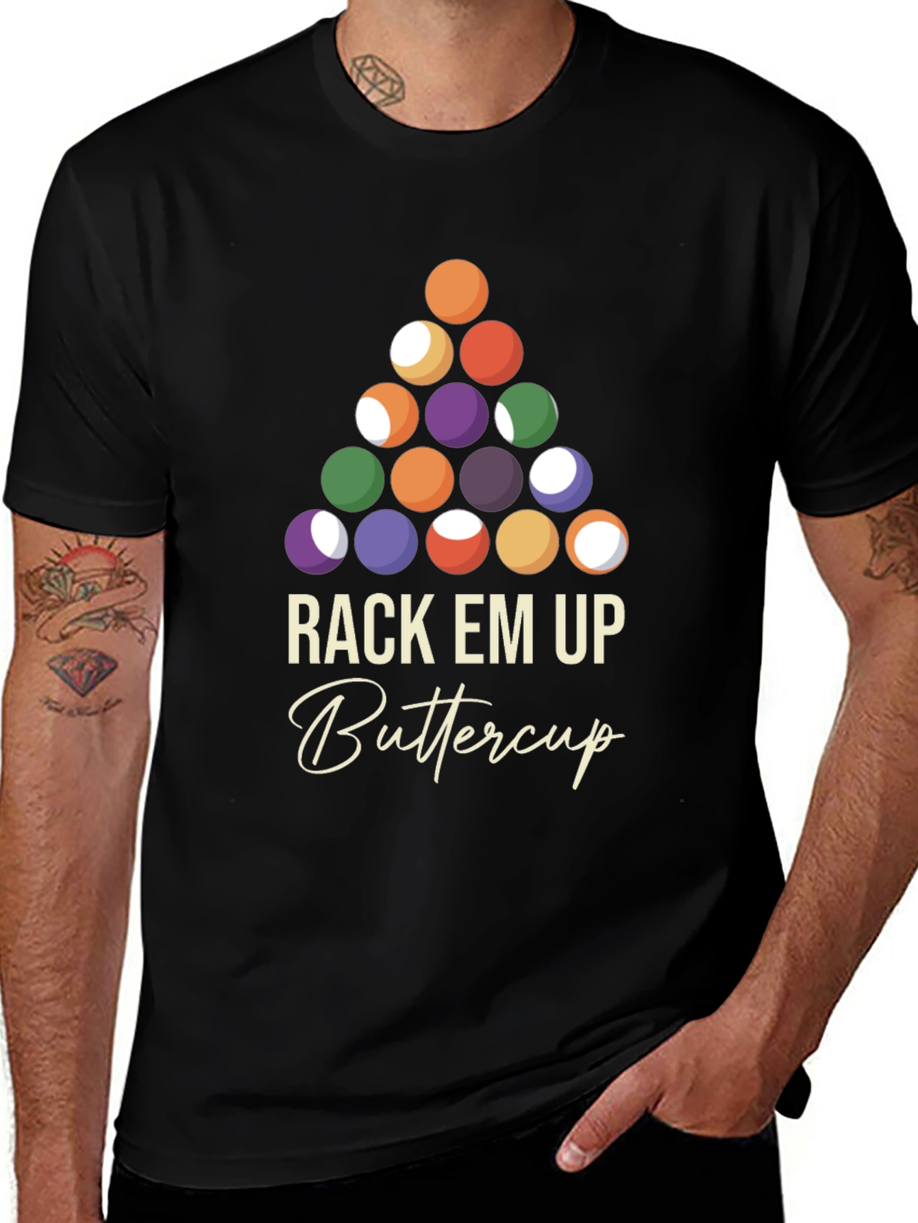Rack Em Up Buttercup T-Shirt - Billiards Design