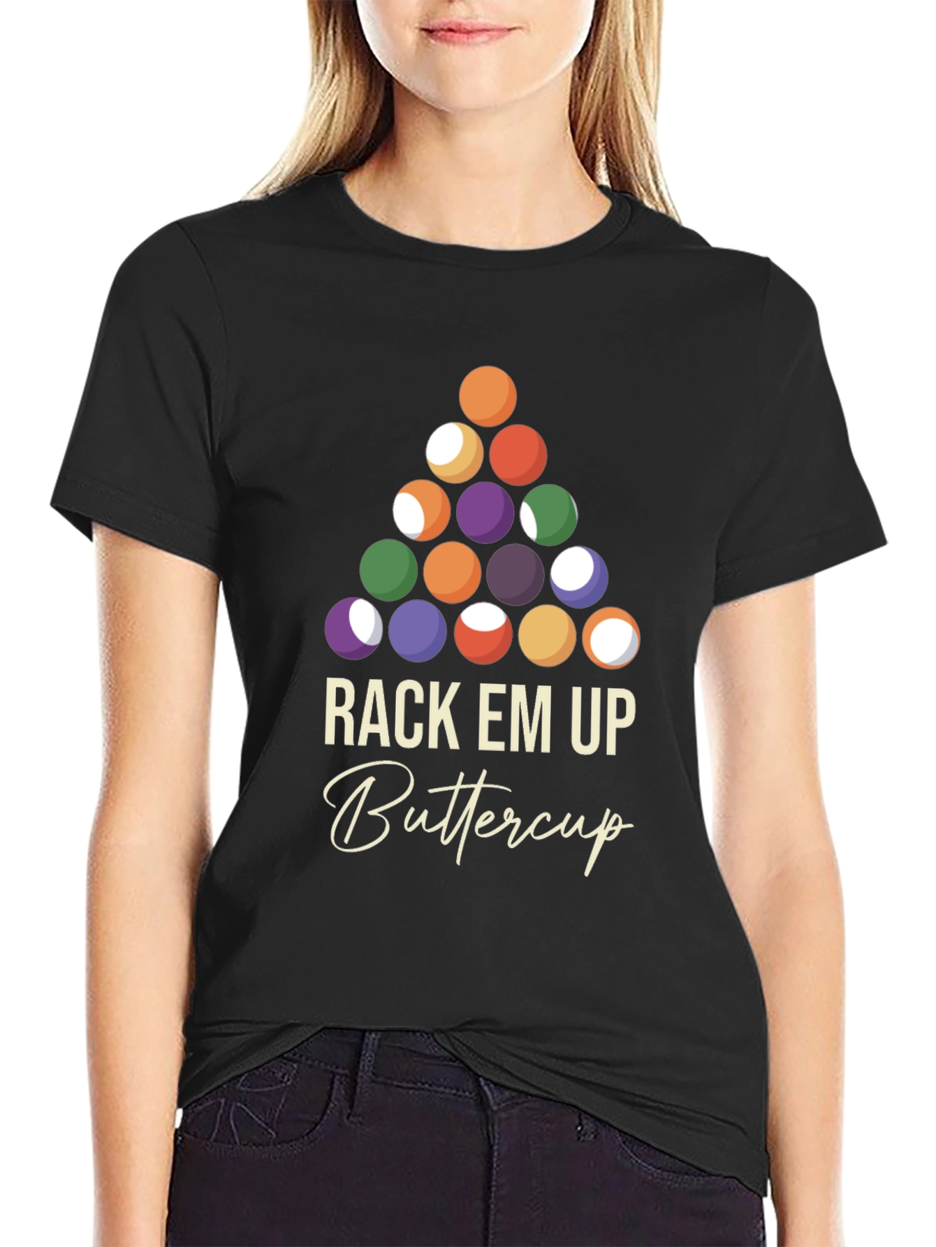 Rack Em Up Buttercup T-Shirt - Billiards Design