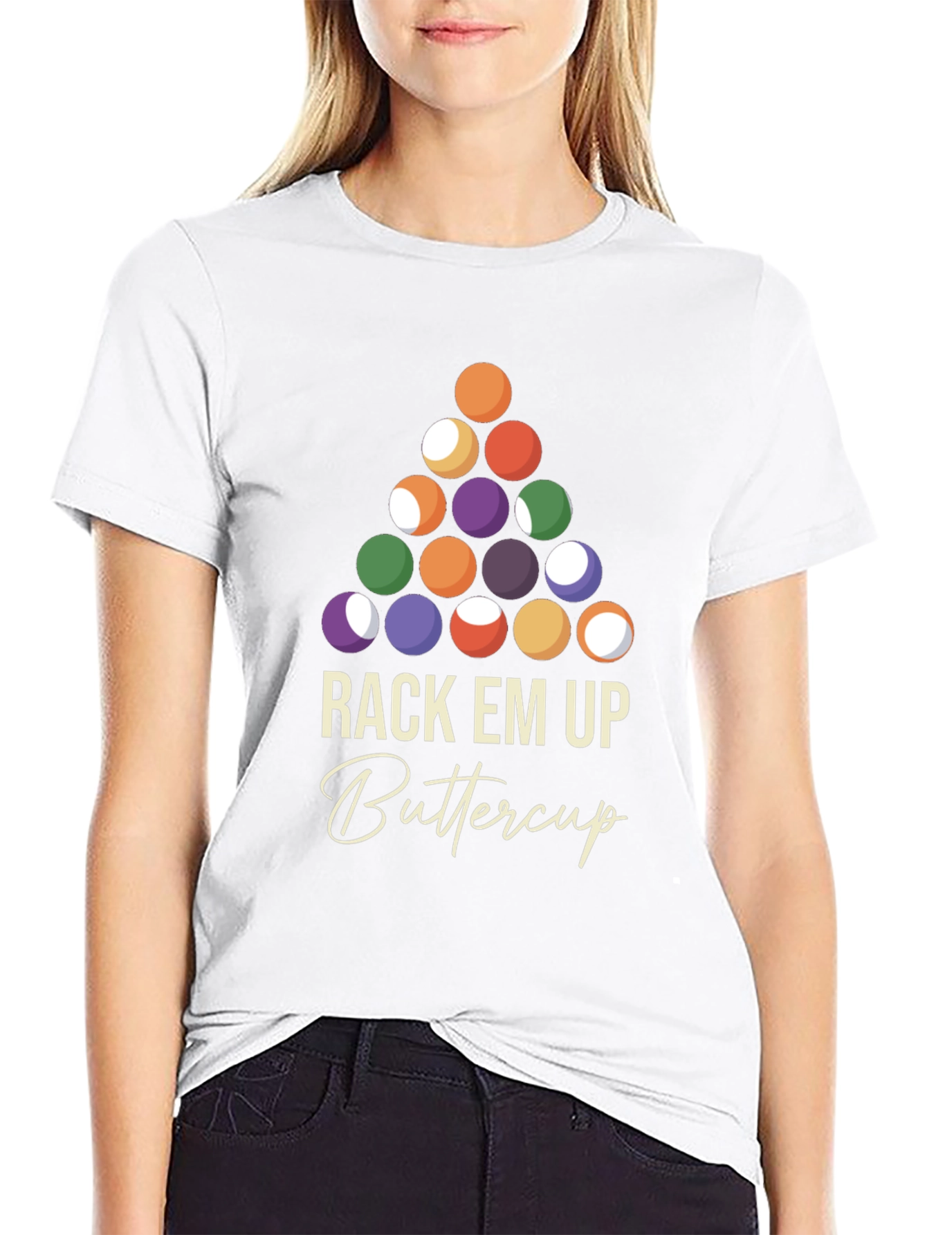 Rack Em Up Buttercup T-Shirt - Billiards Design