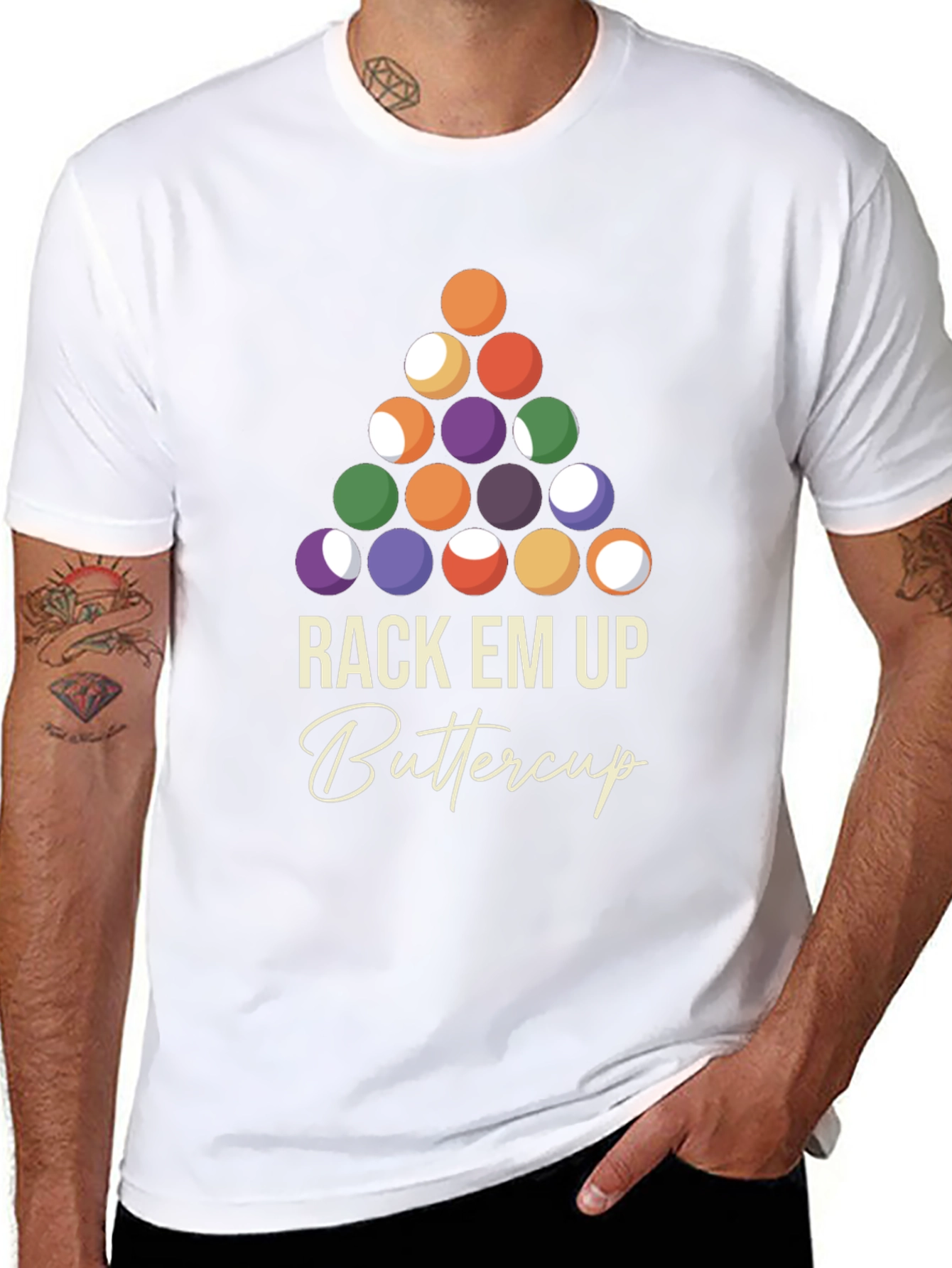 Rack Em Up Buttercup T-Shirt - Billiards Design