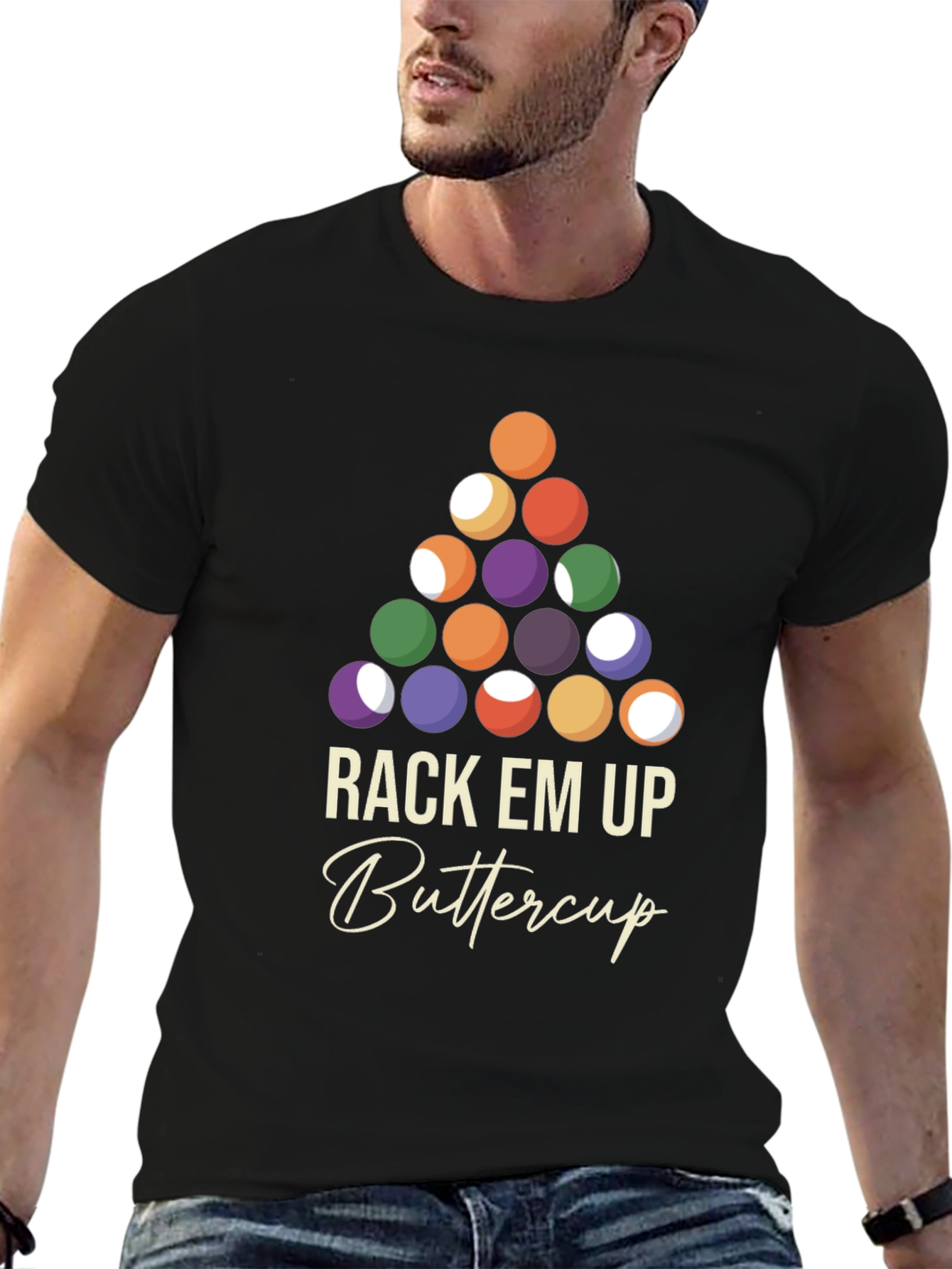 Rack Em Up Buttercup T-Shirt - Billiards Design