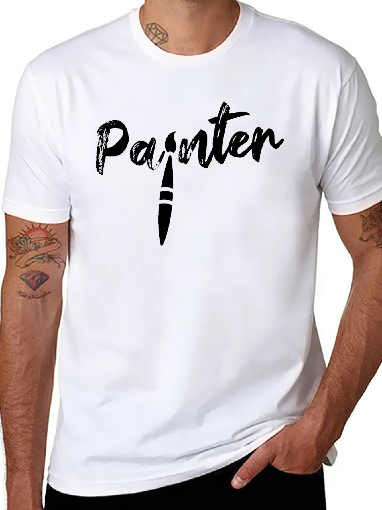 Painter Graphic Tee - Artistic Style Black T-Shirt