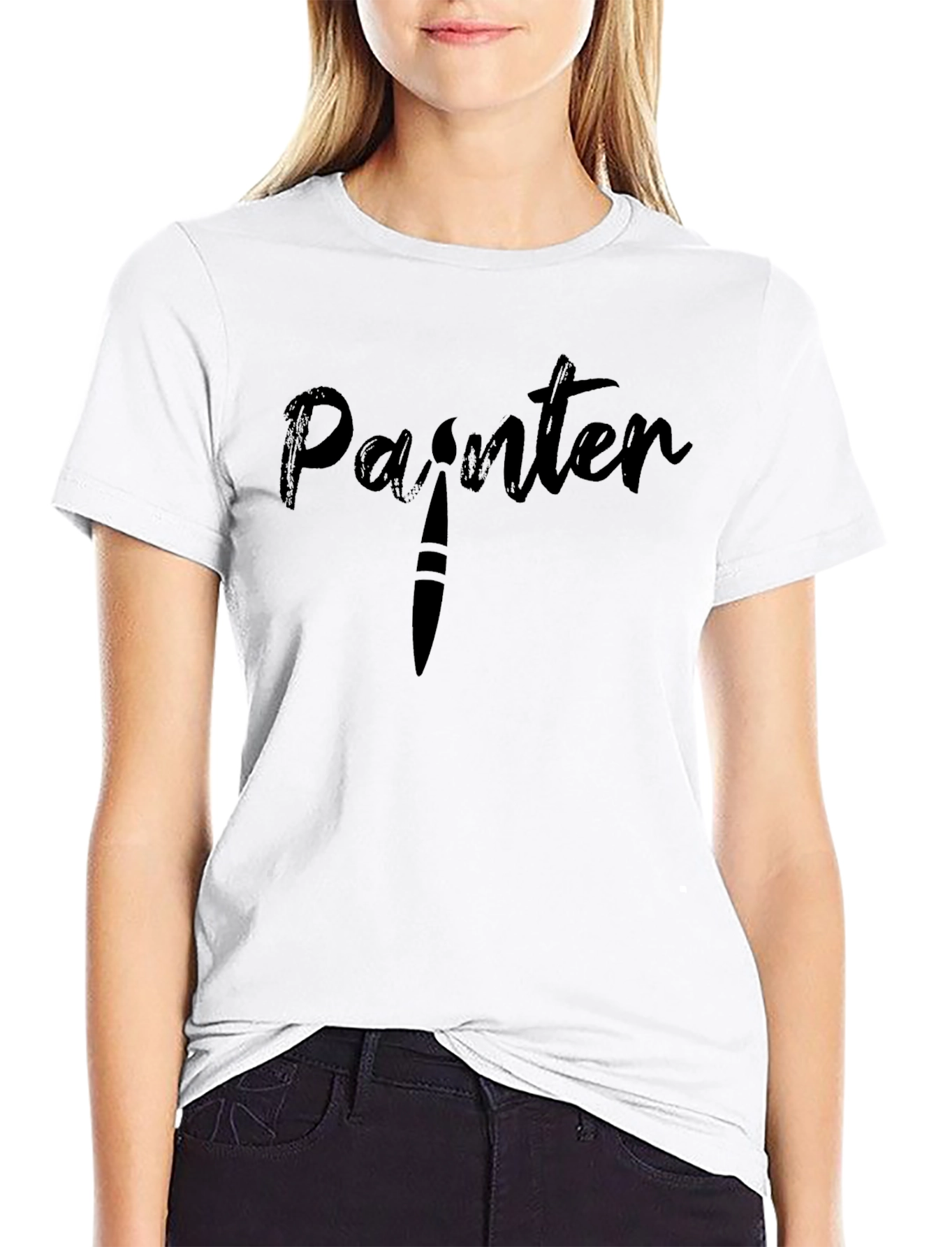 Painter Graphic Tee - Artistic Style Black T-Shirt