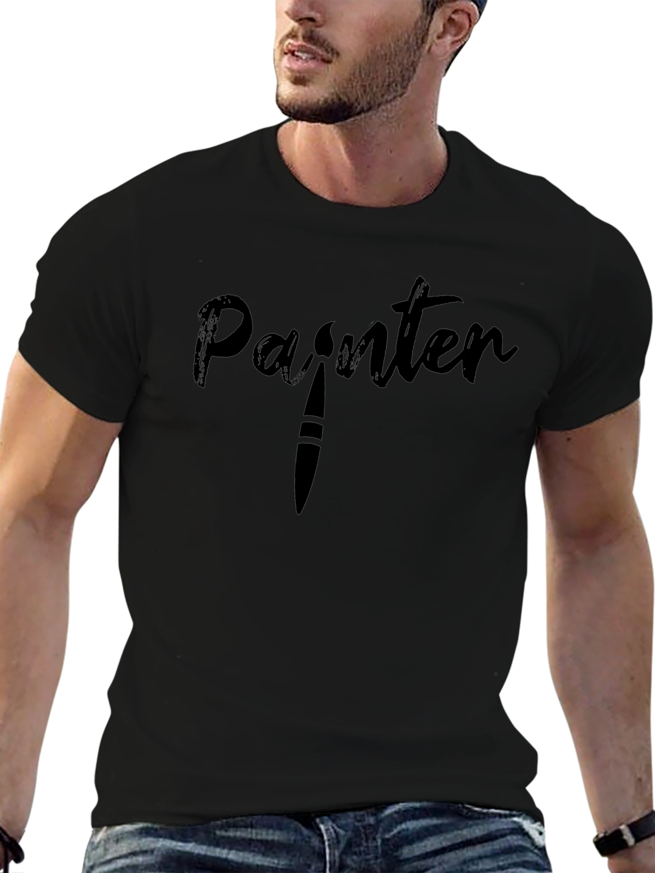 Painter Graphic Tee - Artistic Style Black T-Shirt