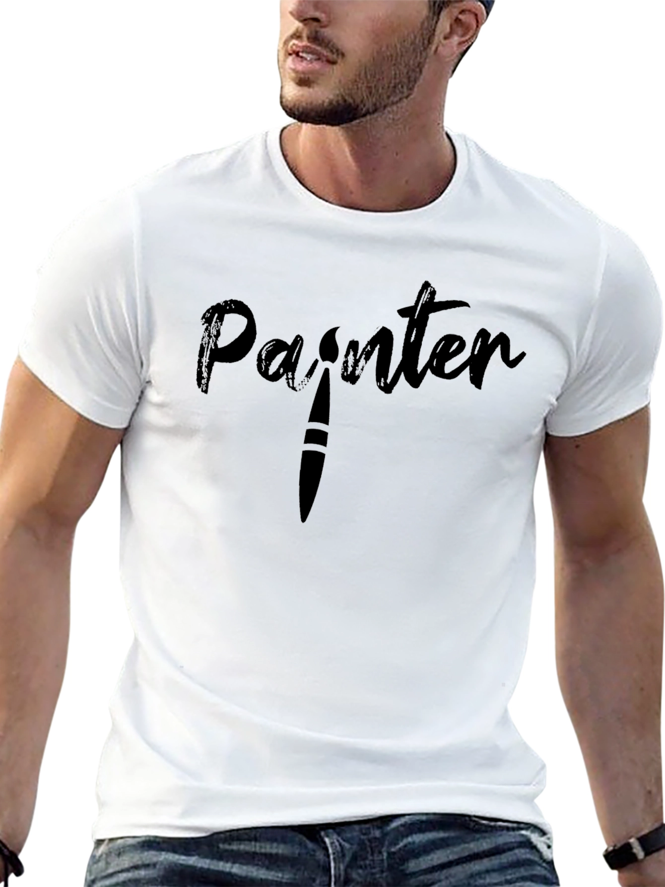 Painter Graphic Tee - Artistic Style Black T-Shirt
