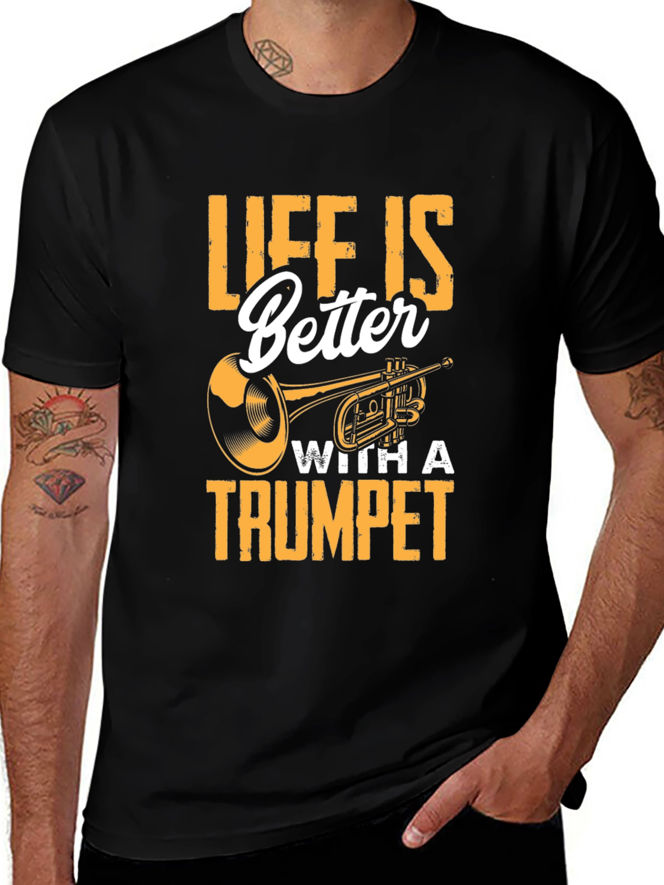 Life Is Better With A Trumpet Black T-Shirt