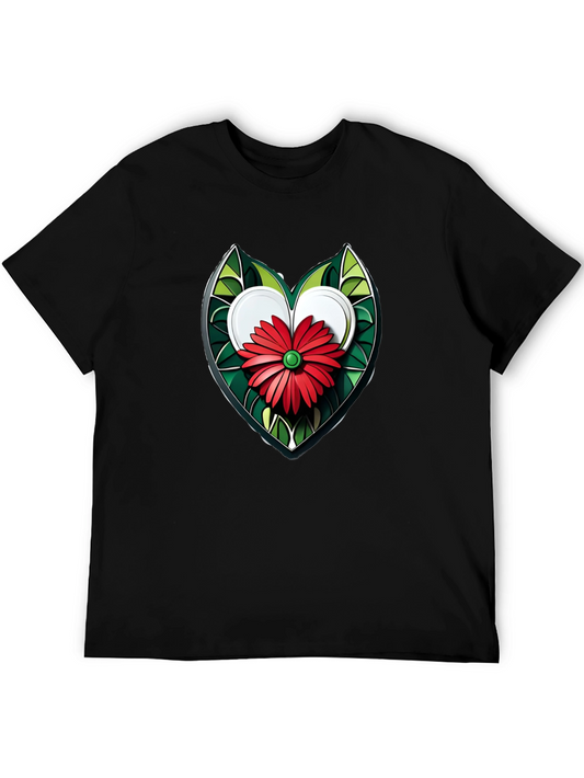 Floral Heart Graphic Tee - Stylish Unisex T-Shirt