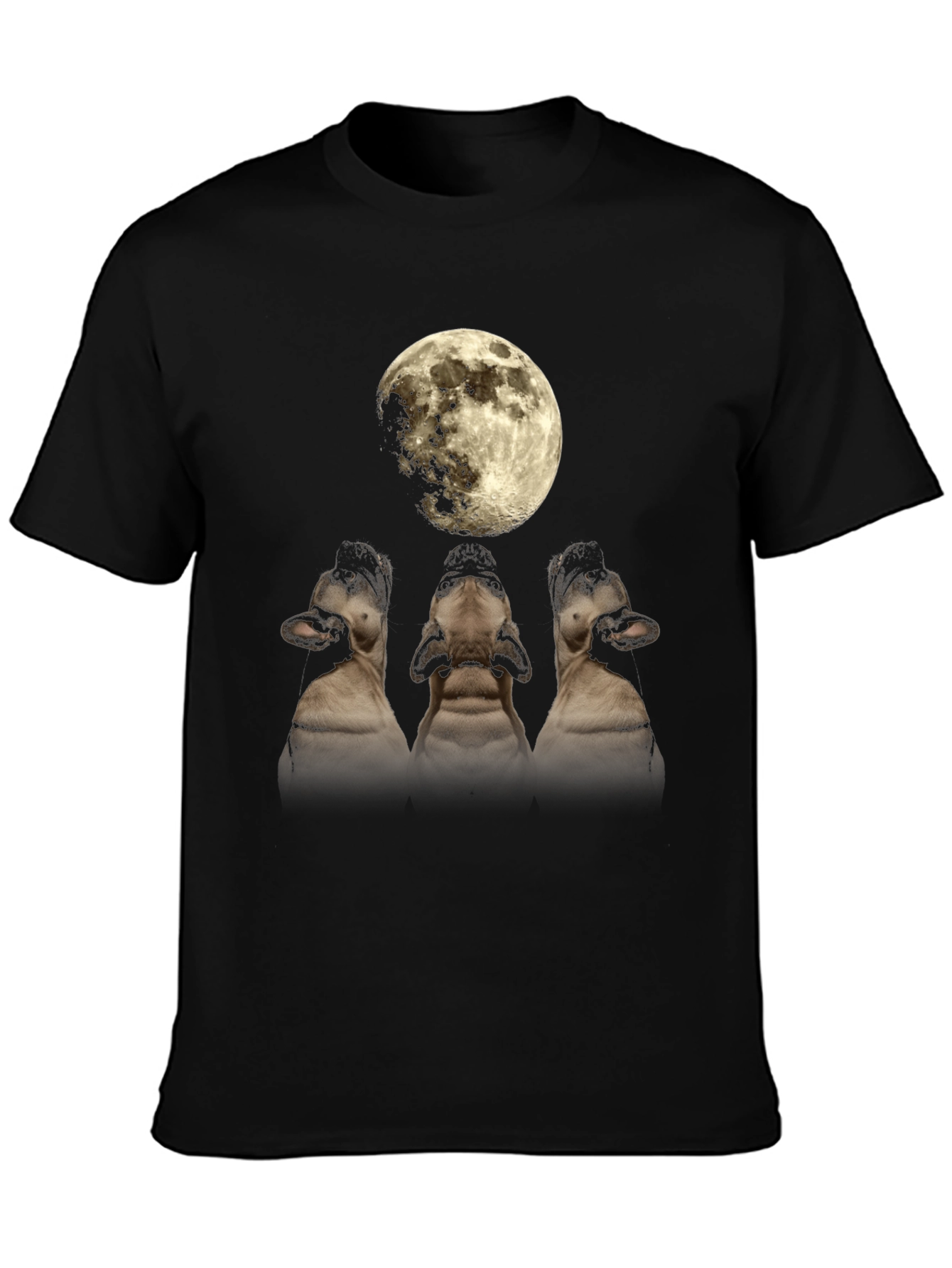 Moon Howling Dog T-Shirt - Black Graphic Tee