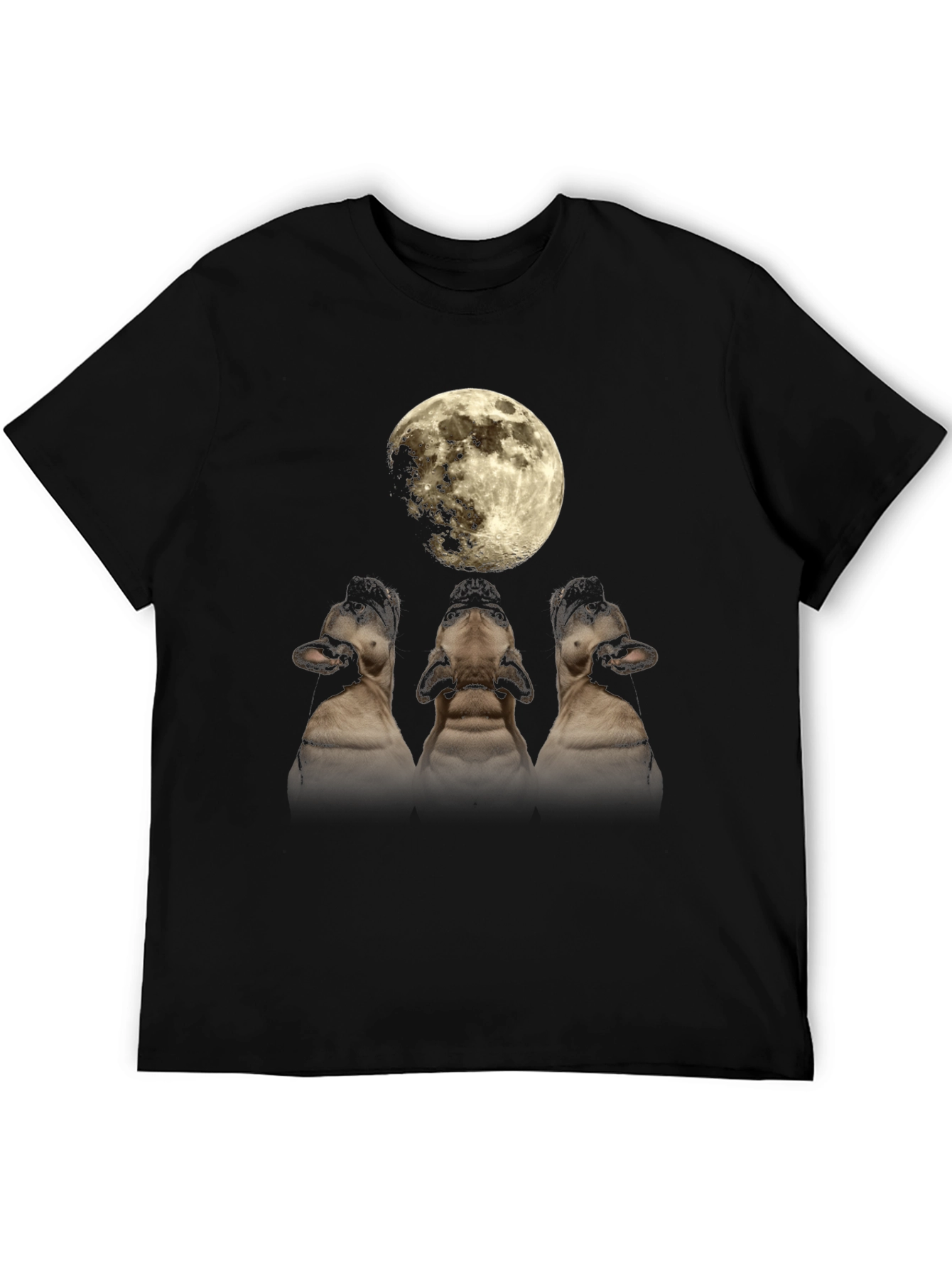 Moon Howling Dog T-Shirt - Black Graphic Tee