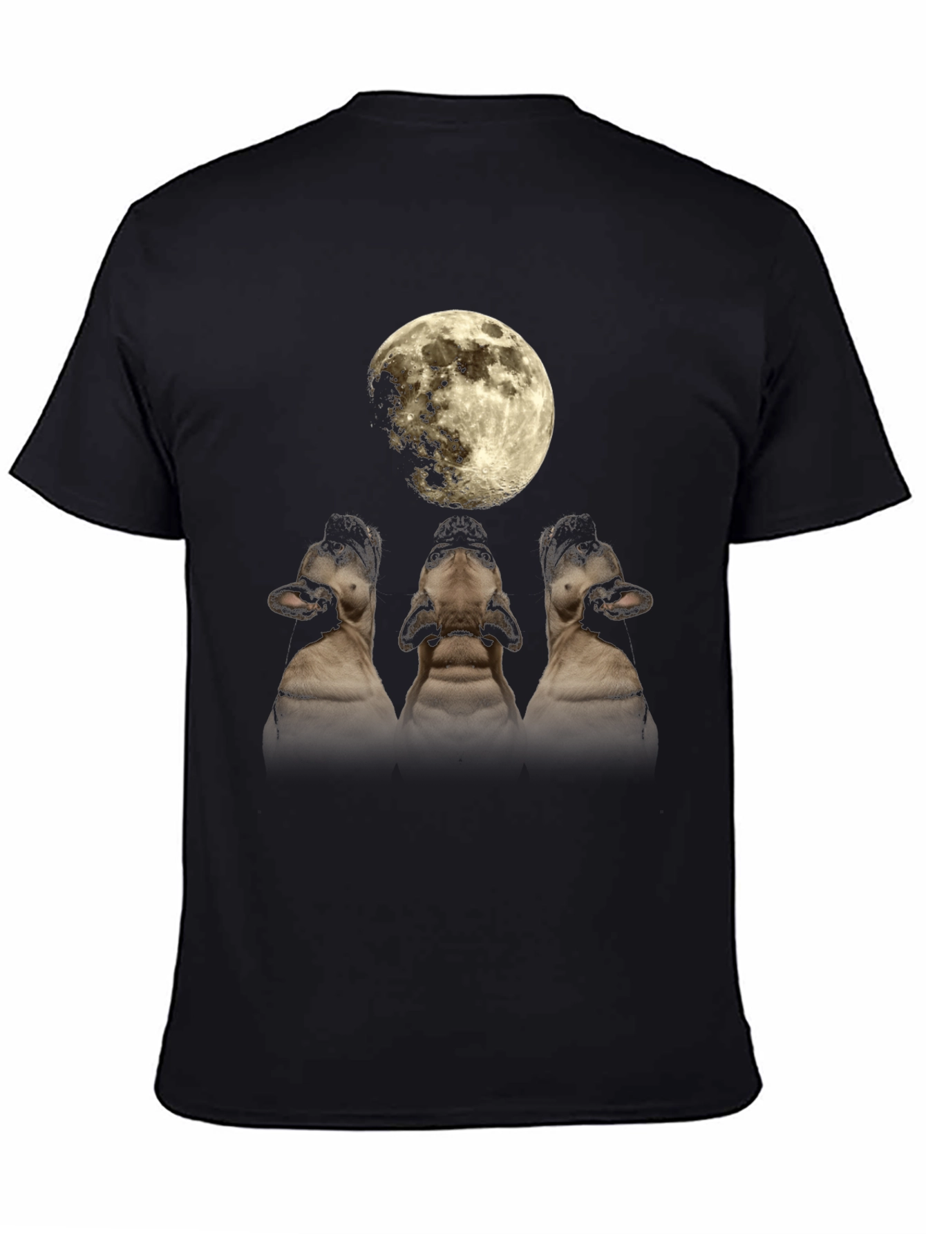 Moon Howling Dog T-Shirt - Black Graphic Tee