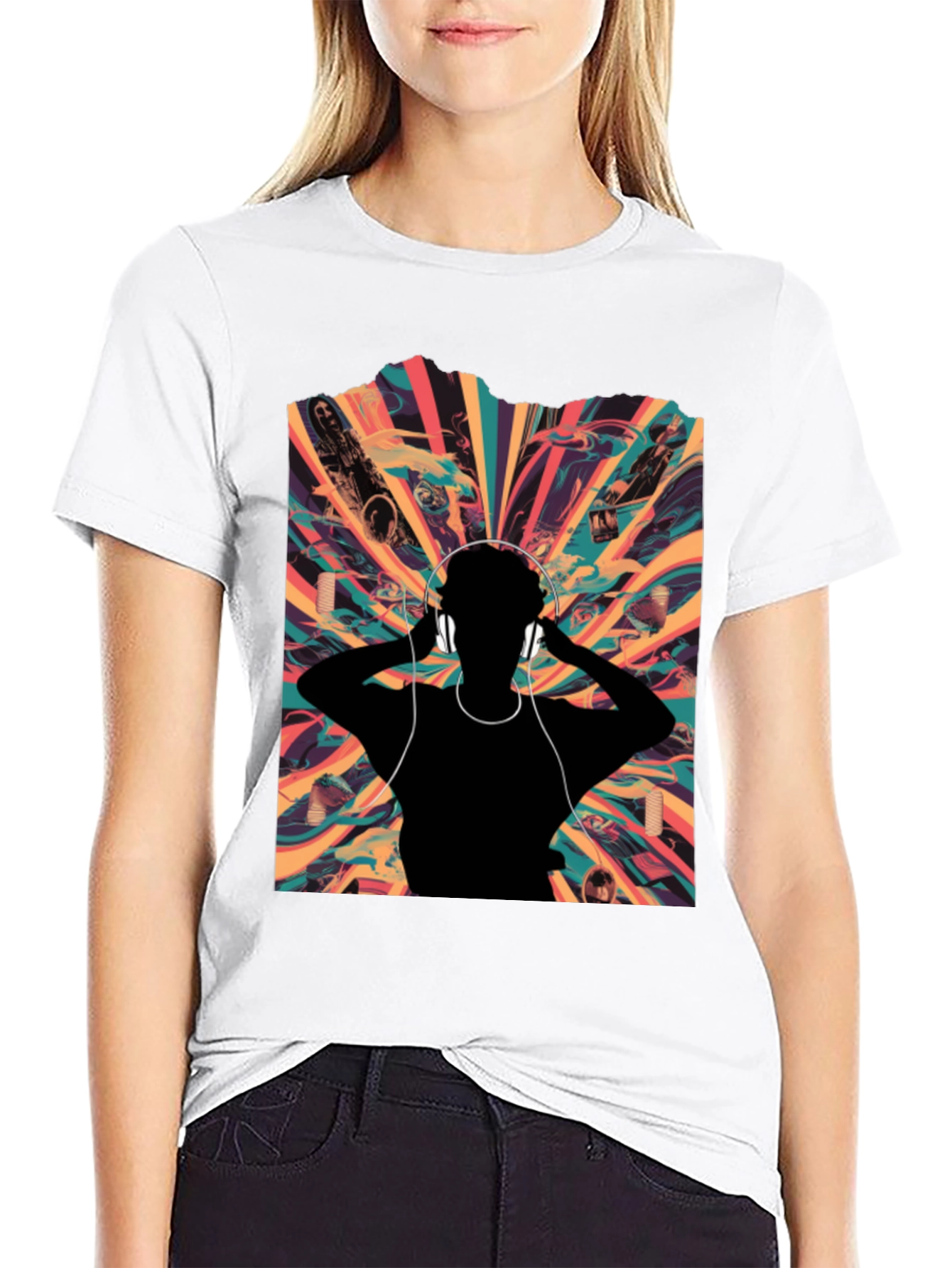Abstract Soundwave Graphic Tee - Black Unisex