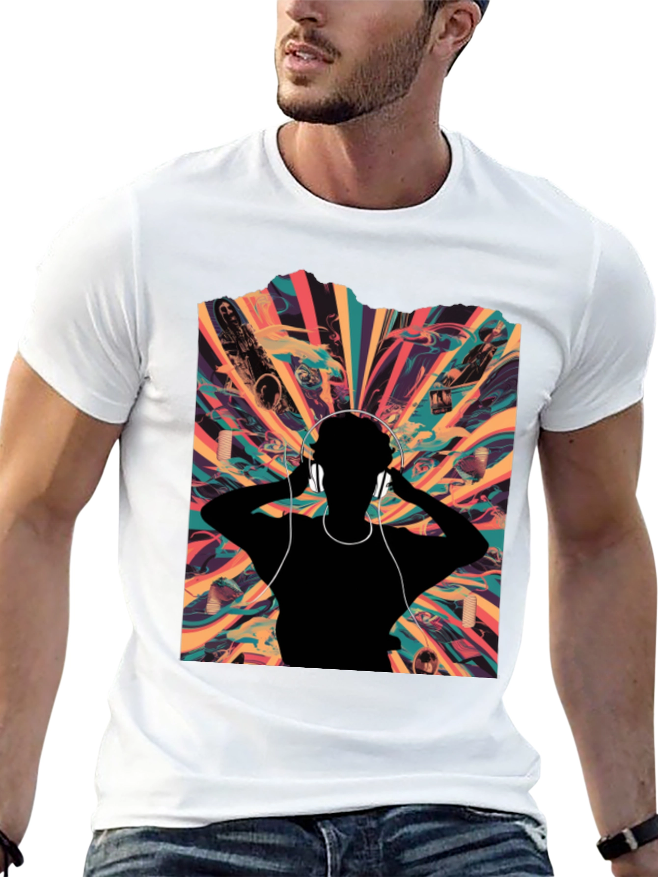 Abstract Soundwave Graphic Tee - Black Unisex