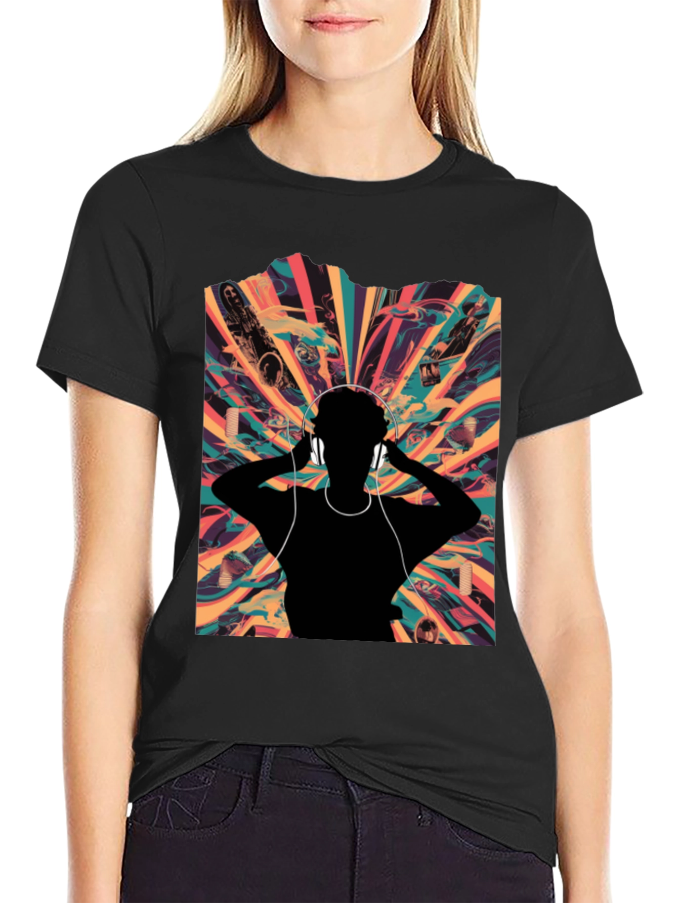 Abstract Soundwave Graphic Tee - Black Unisex