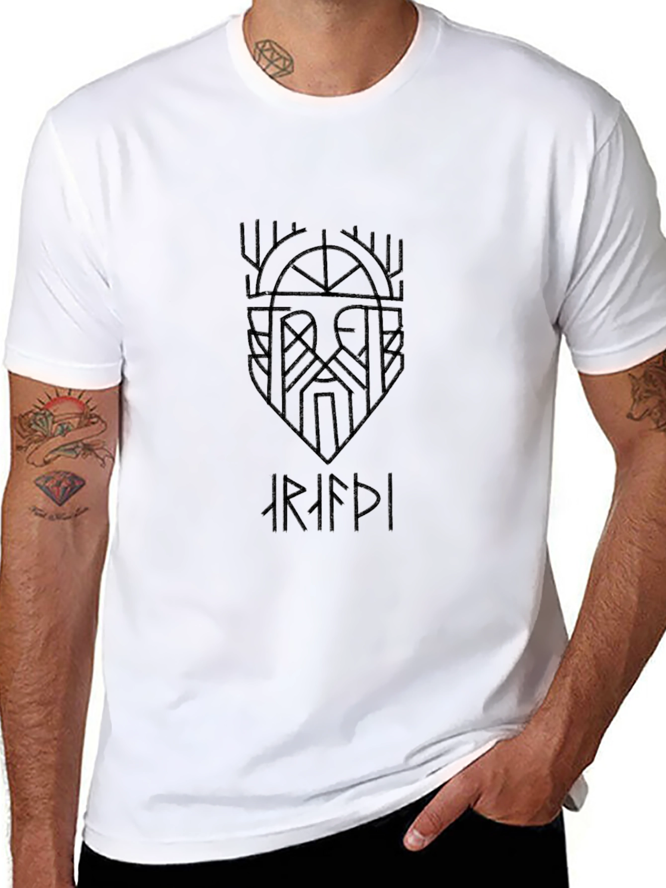 Viking Rune Graphic Black T-Shirt for Men