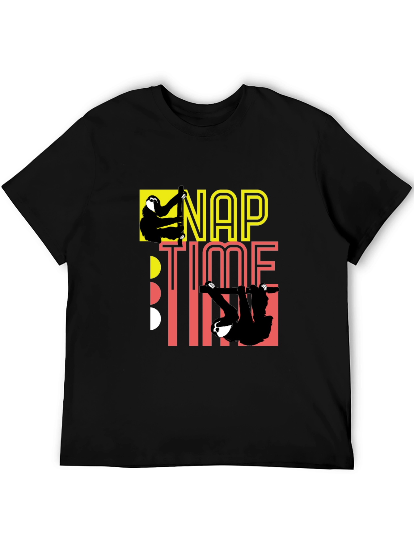 Nap Time Sloth Graphic Black T-Shirt