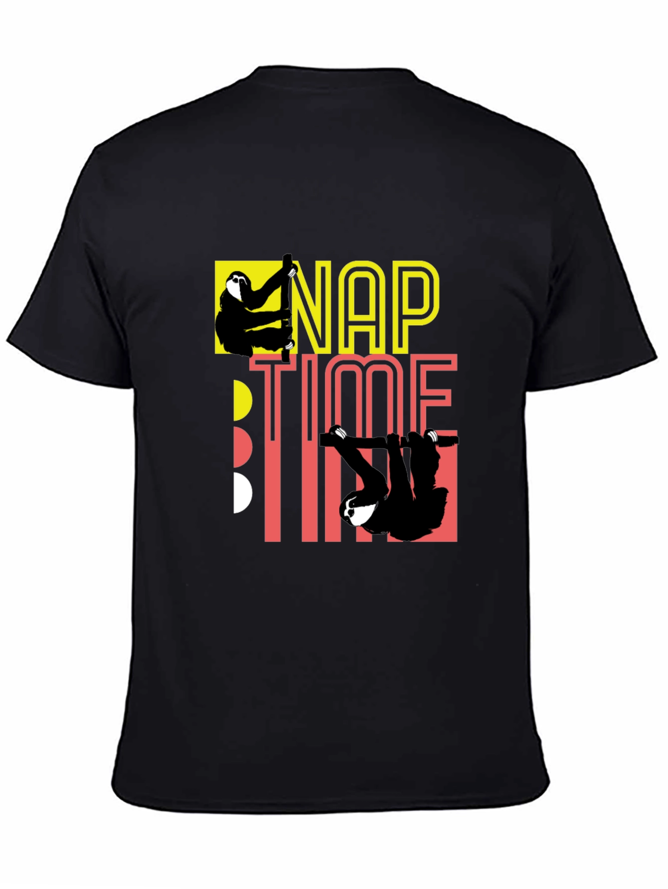 Nap Time Sloth Graphic Black T-Shirt