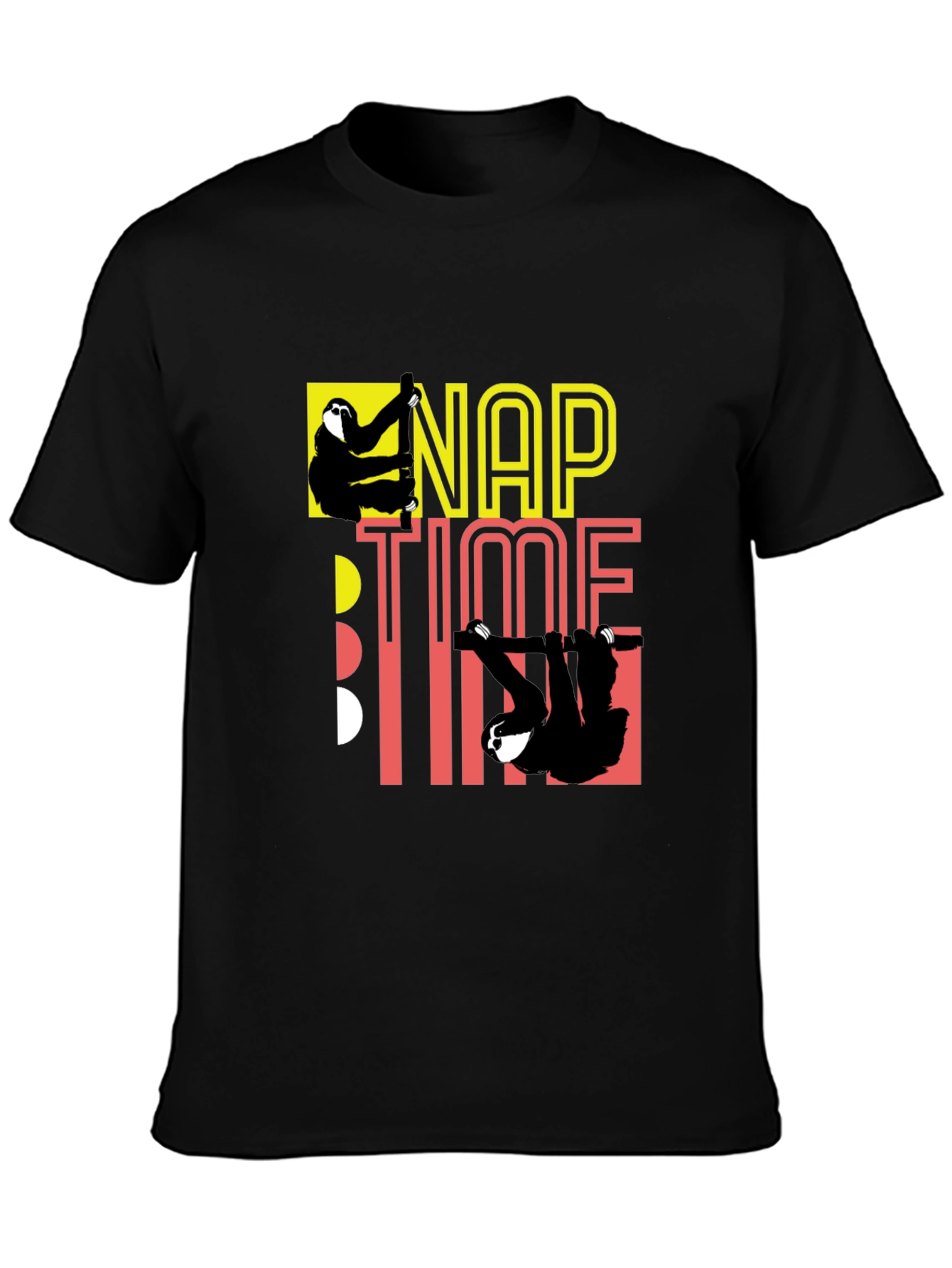 Nap Time Sloth Graphic Black T-Shirt