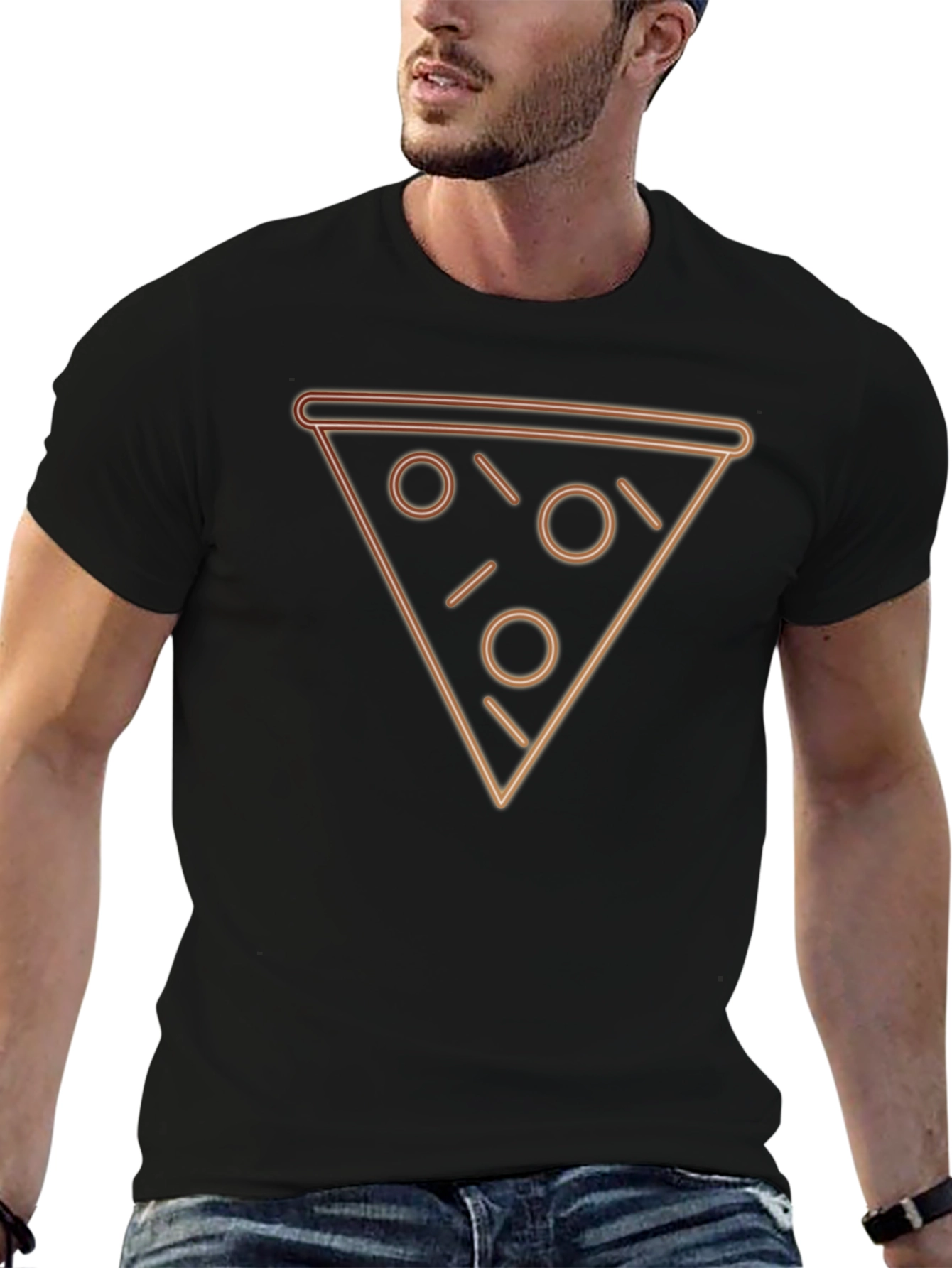 Neon Pizza Slice Graphic Tee - Trendy Casual Wear