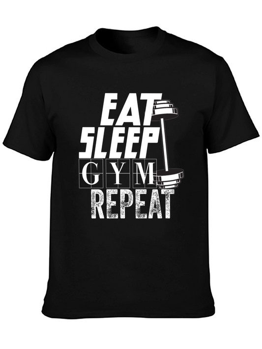 Eat Sleep Gym Repeat Graphic T-Shirt - Black