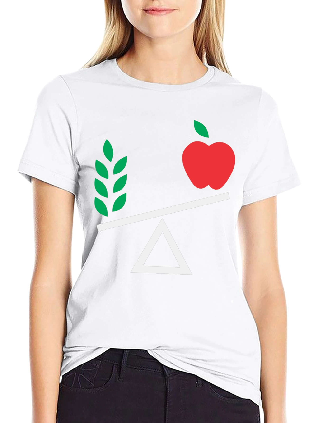 Balanced Diet T-Shirt - Apple & Greens on Scales