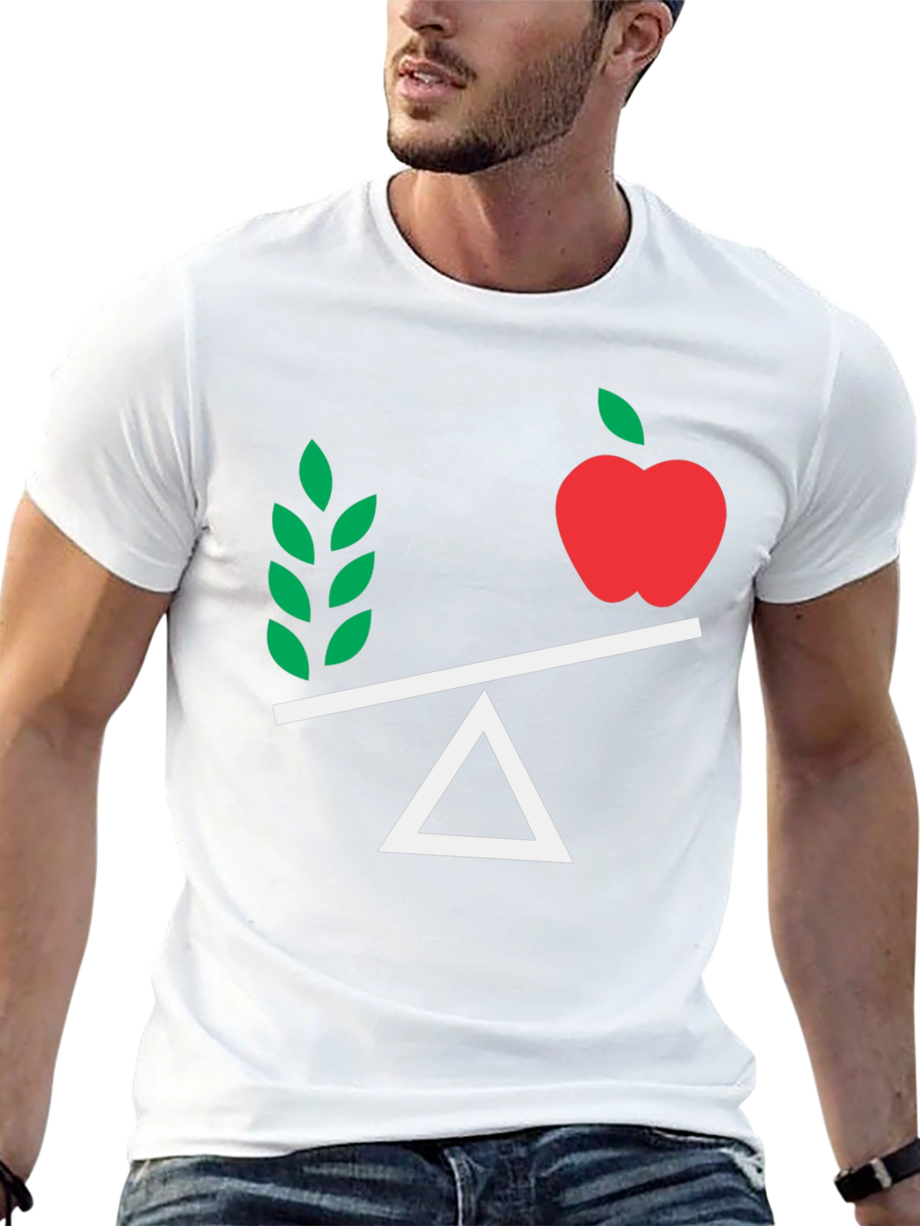 Balanced Diet T-Shirt - Apple & Greens on Scales