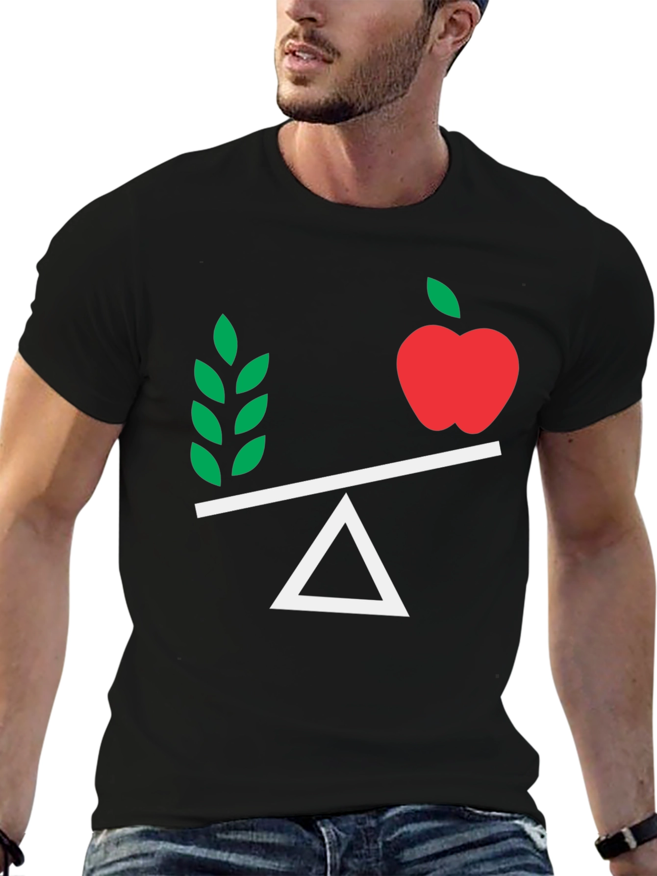 Balanced Diet T-Shirt - Apple & Greens on Scales