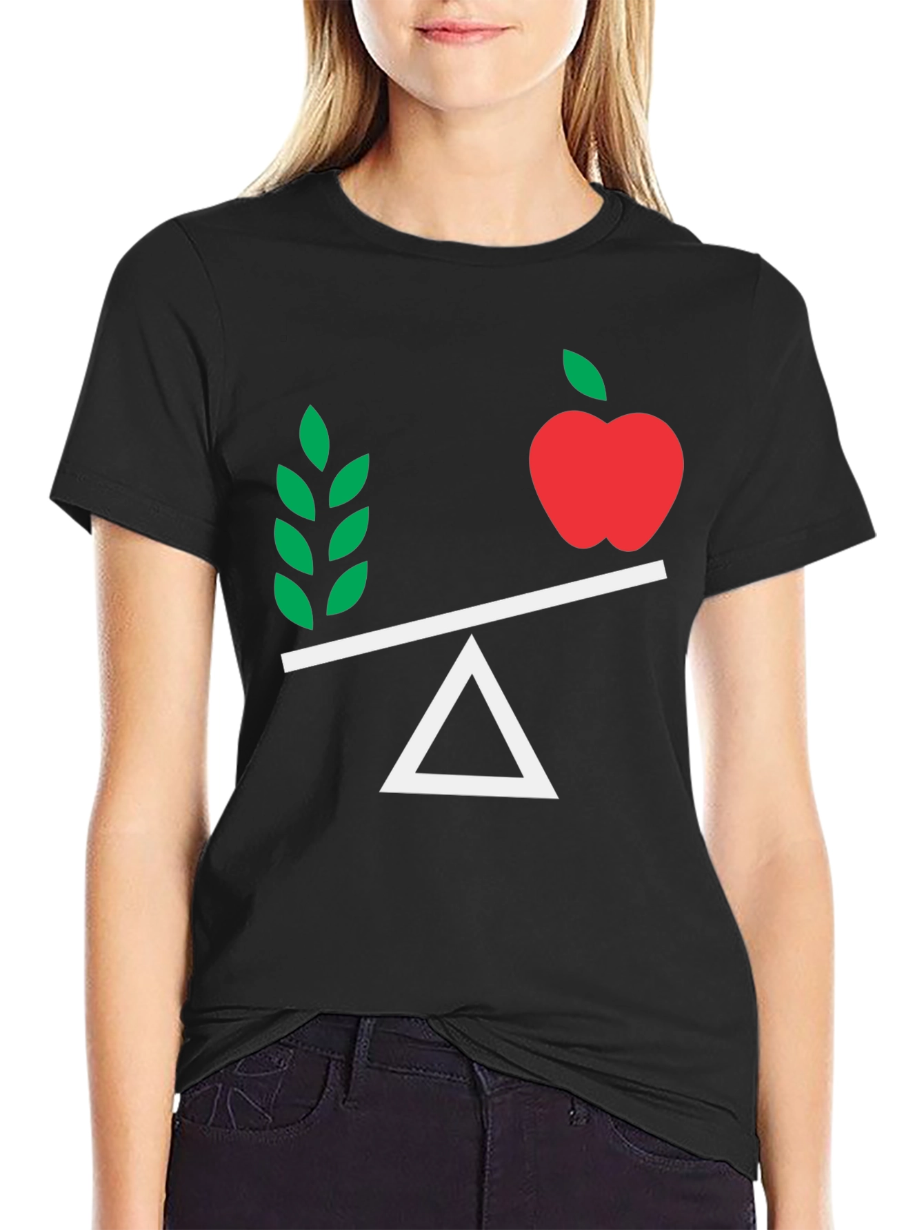 Balanced Diet T-Shirt - Apple & Greens on Scales