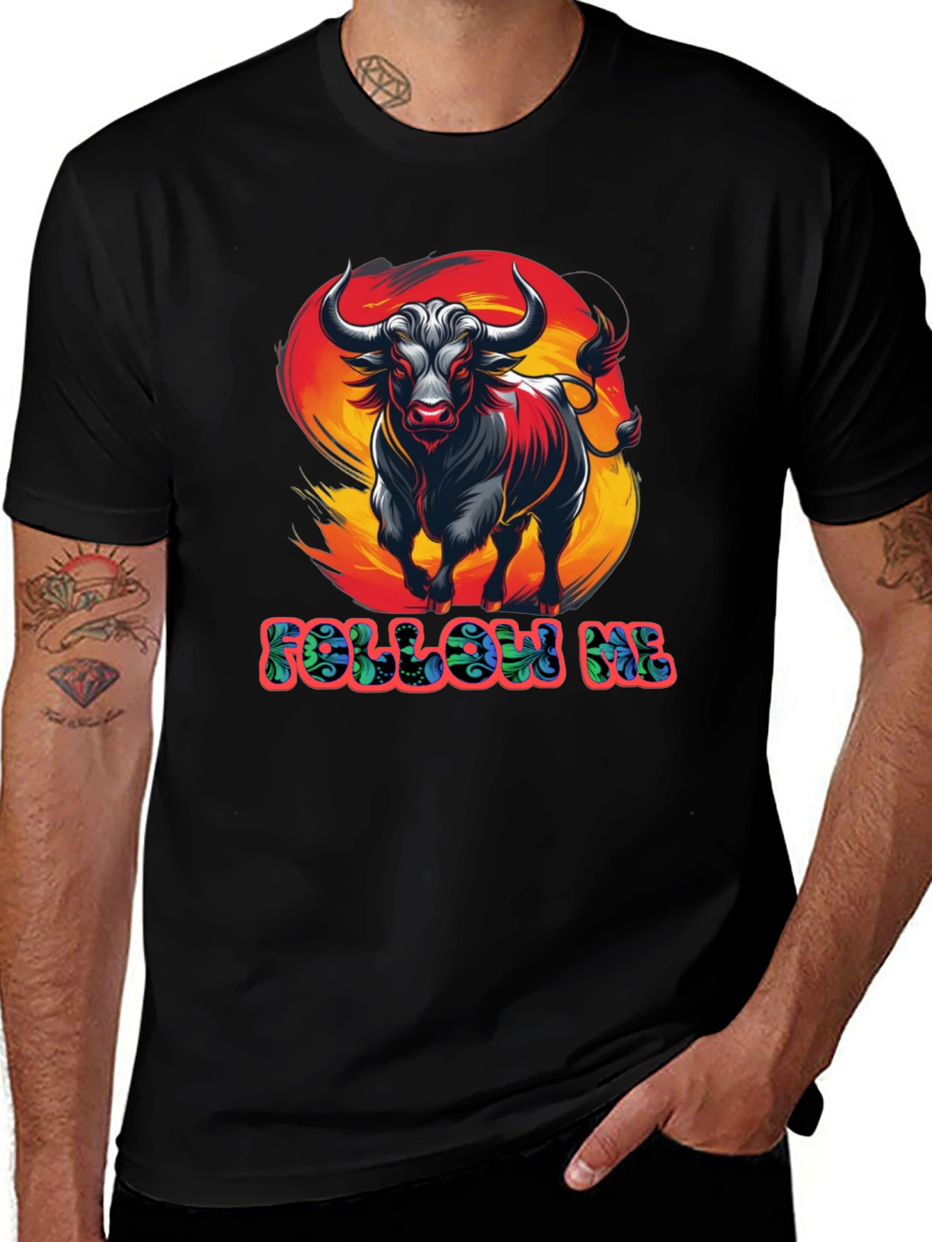 Bold Bull Graphic Tee - Follow Me Design