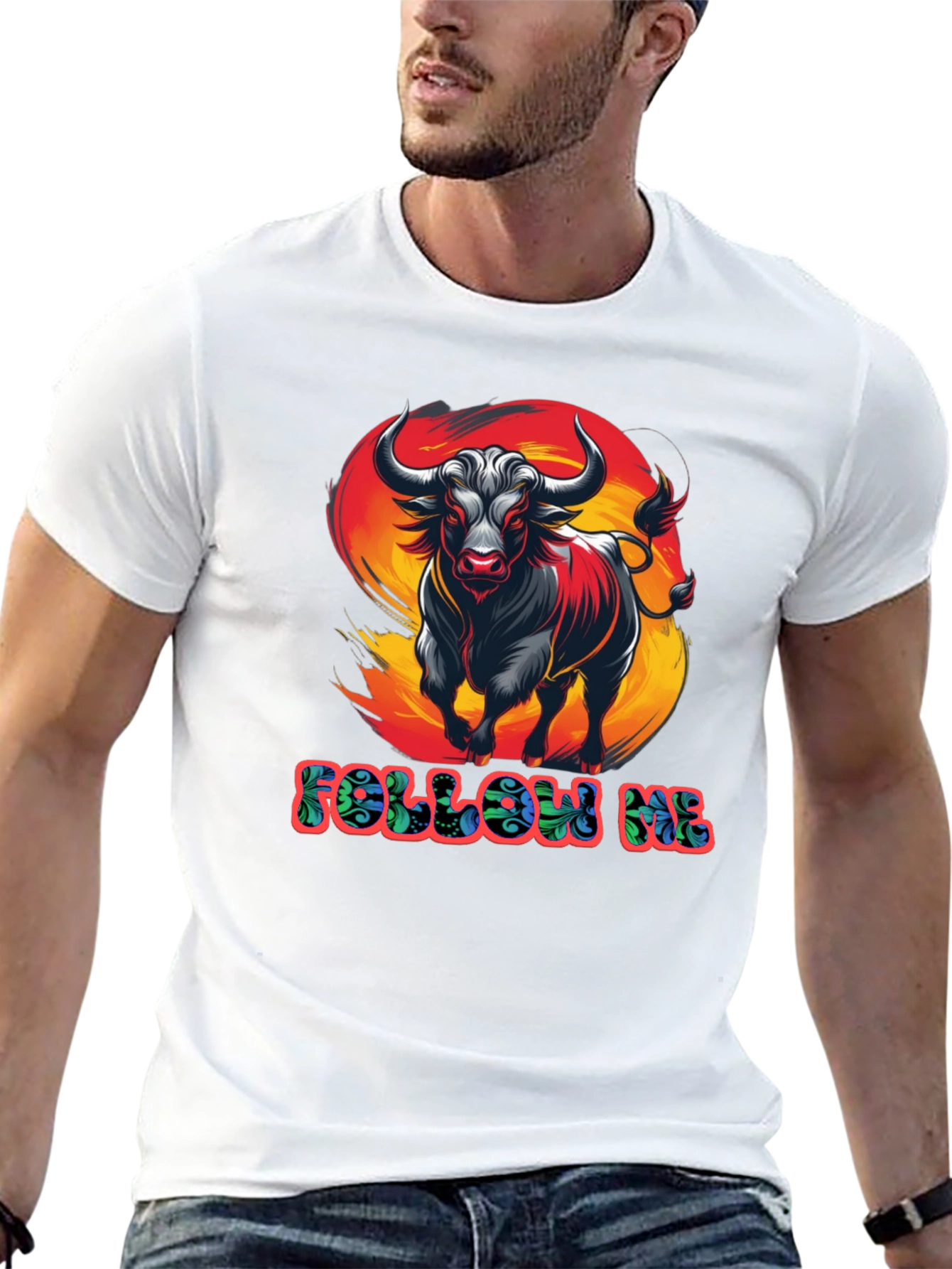 Bold Bull Graphic Tee - Follow Me Design