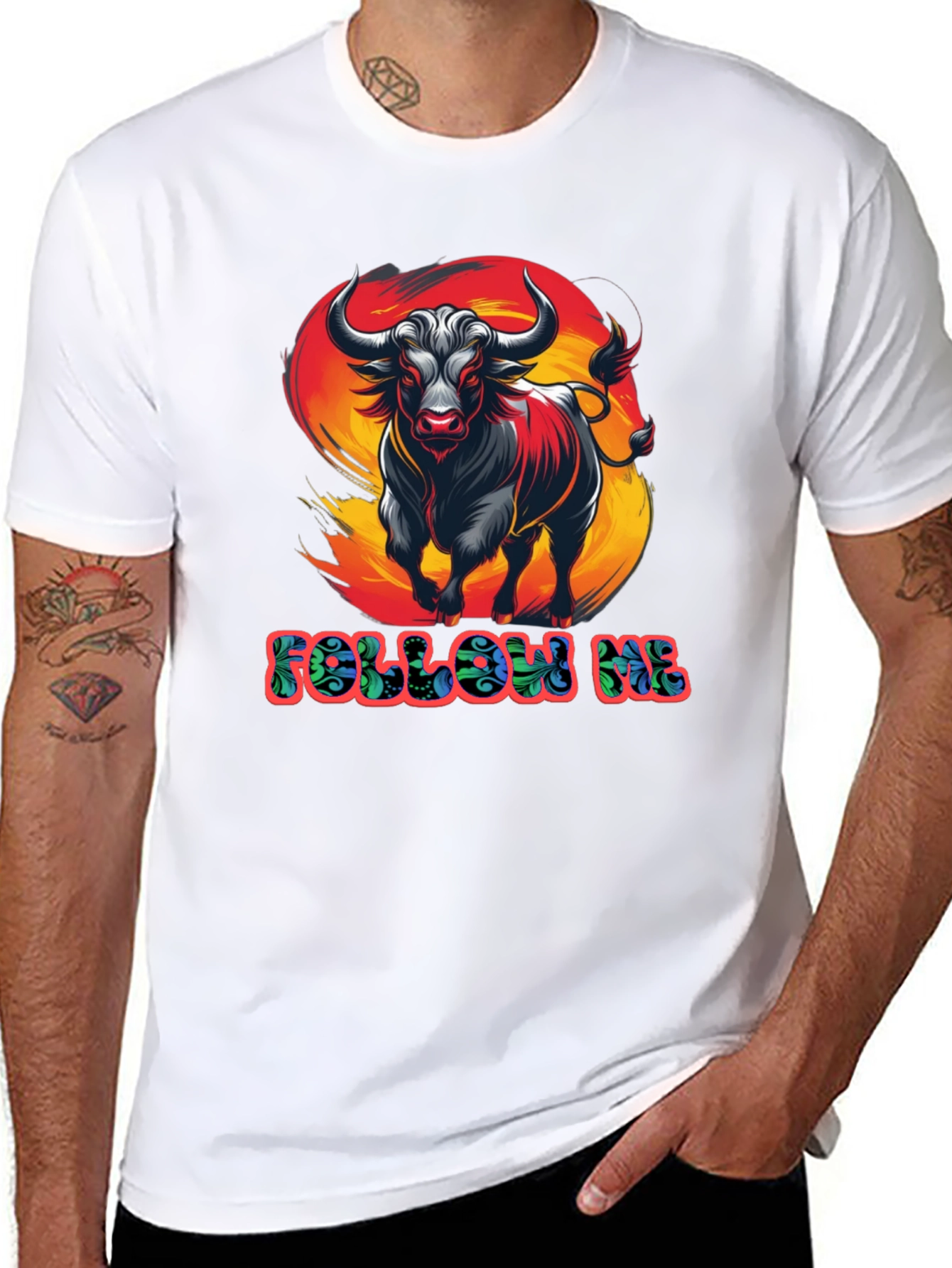 Bold Bull Graphic Tee - Follow Me Design