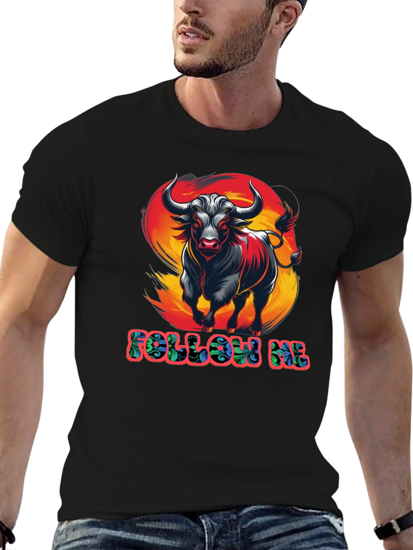 Bold Bull Graphic Tee - Follow Me Design