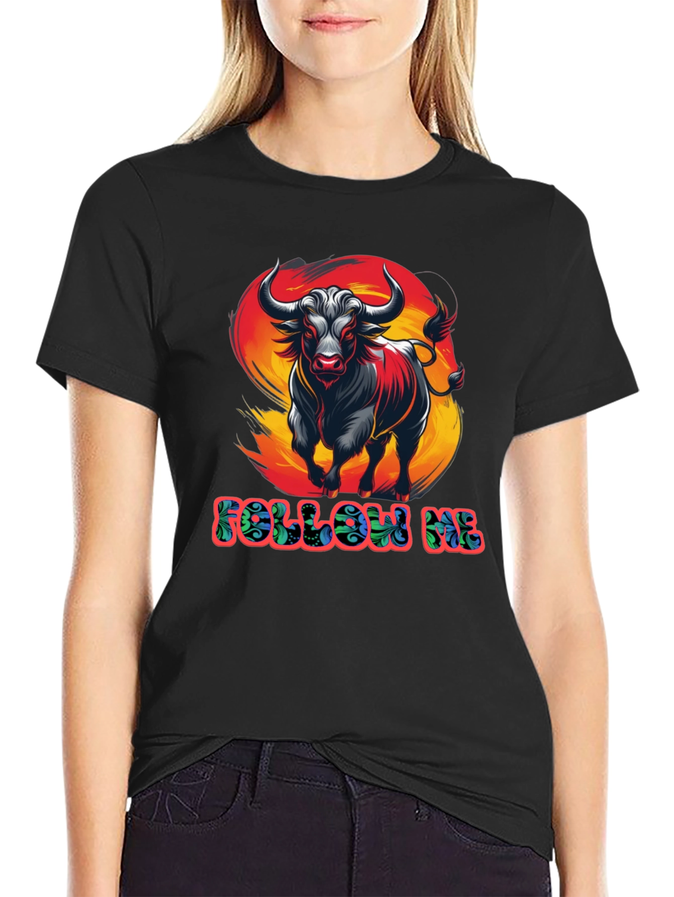 Bold Bull Graphic Tee - Follow Me Design