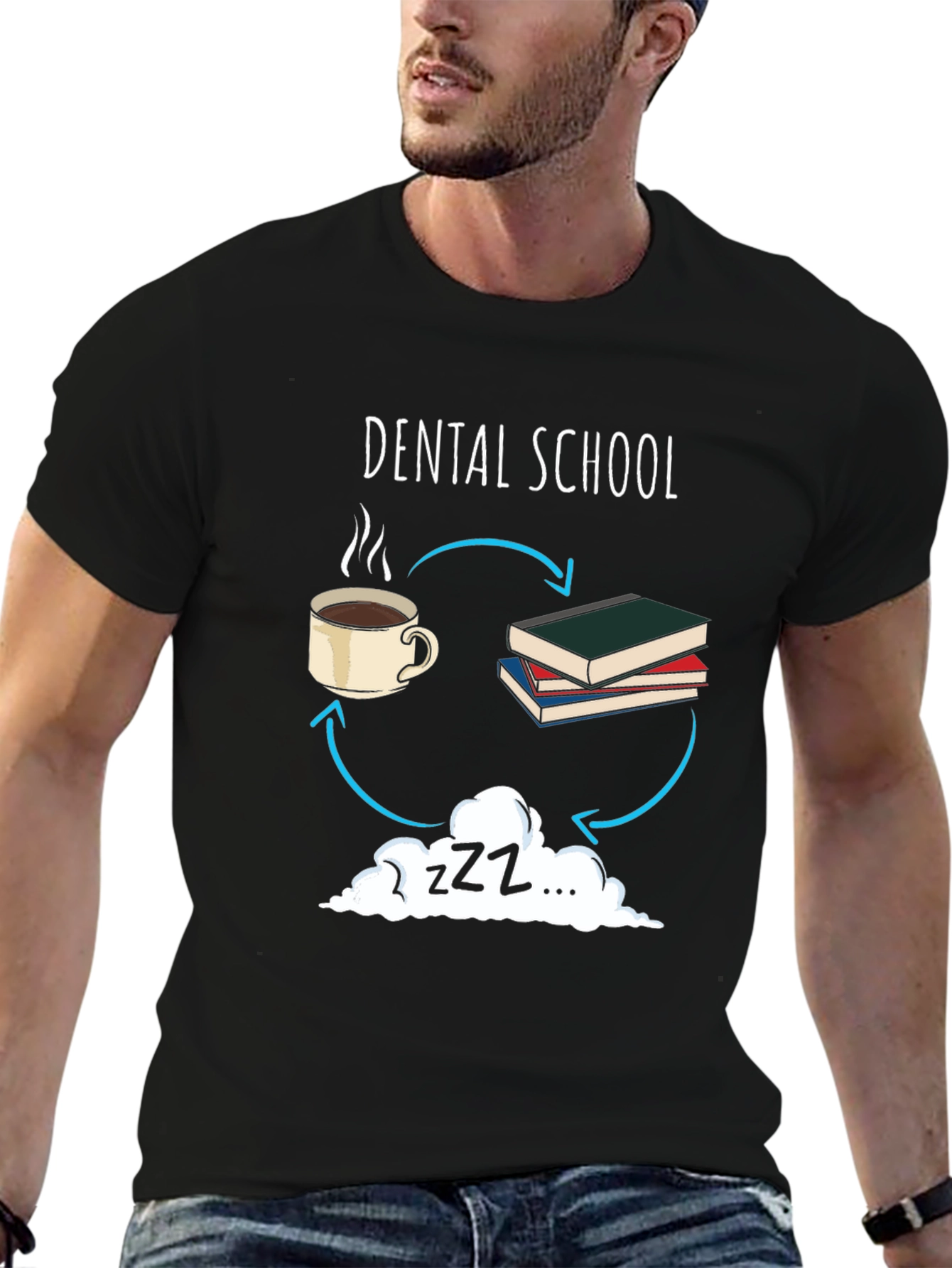 Dental School Cycle Graphic Tee - Coffee Books Sleep