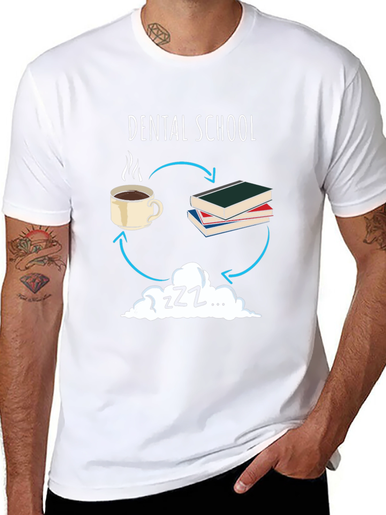 Dental School Cycle Graphic Tee - Coffee Books Sleep