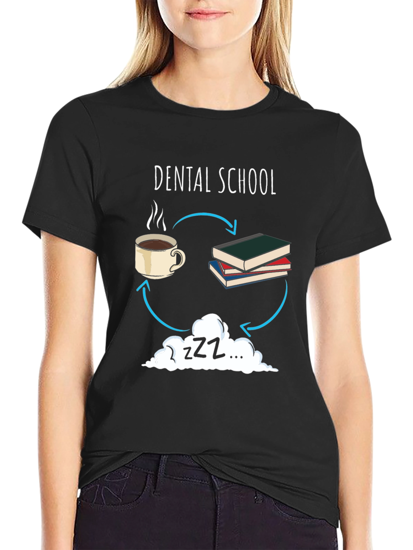 Dental School Cycle Graphic Tee - Coffee Books Sleep