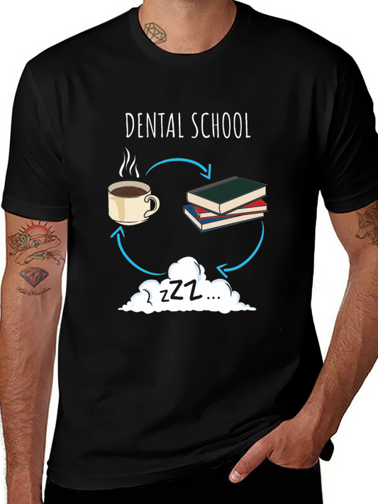 Dental School Cycle Graphic Tee - Coffee Books Sleep