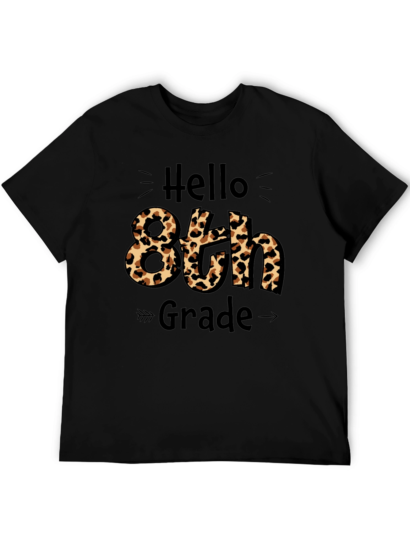 Hello 8th Grade Leopard Print Graphic Tee