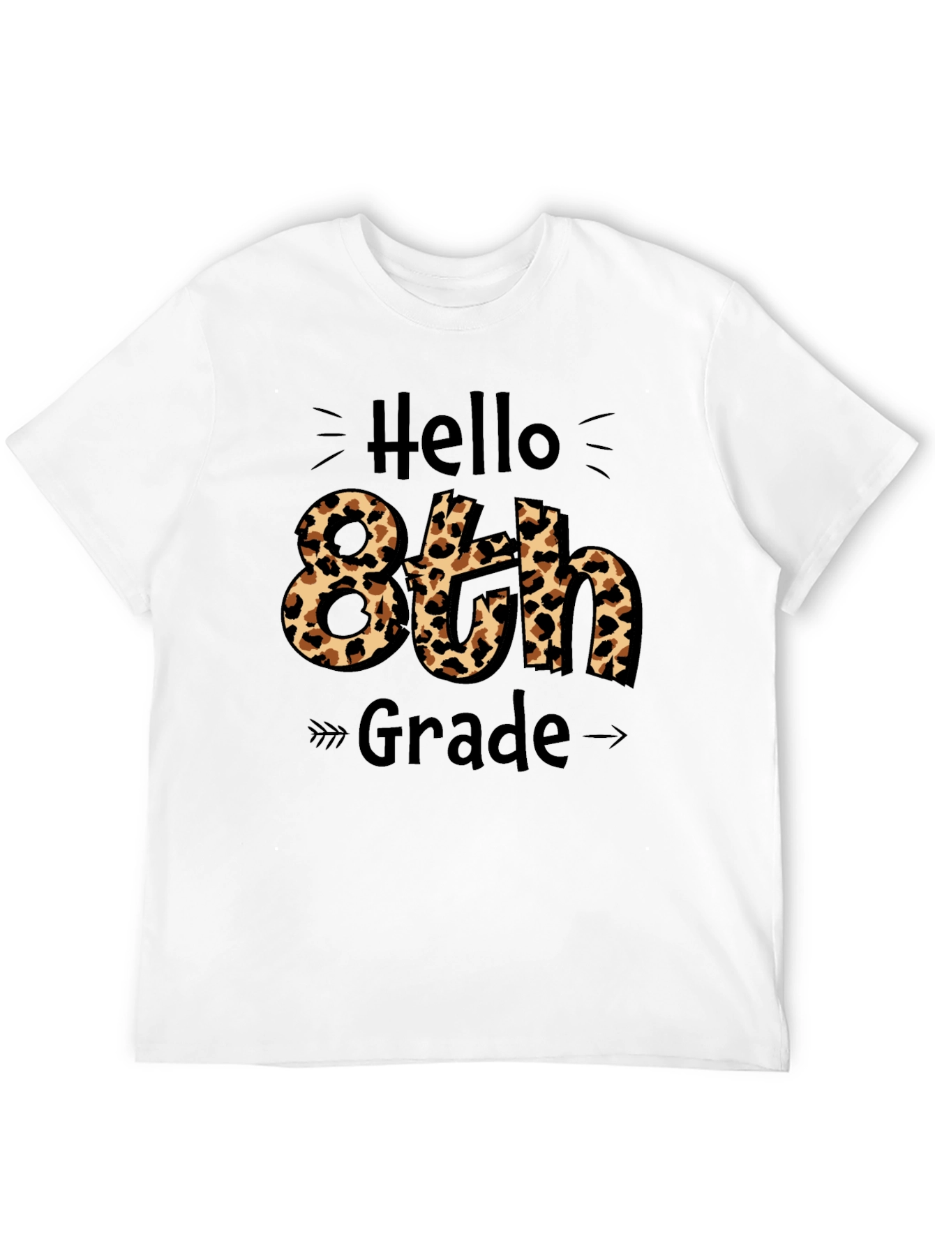 Hello 8th Grade Leopard Print Graphic Tee