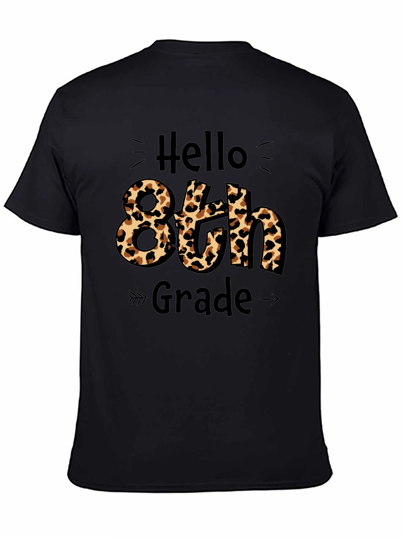 Hello 8th Grade Leopard Print Graphic Tee