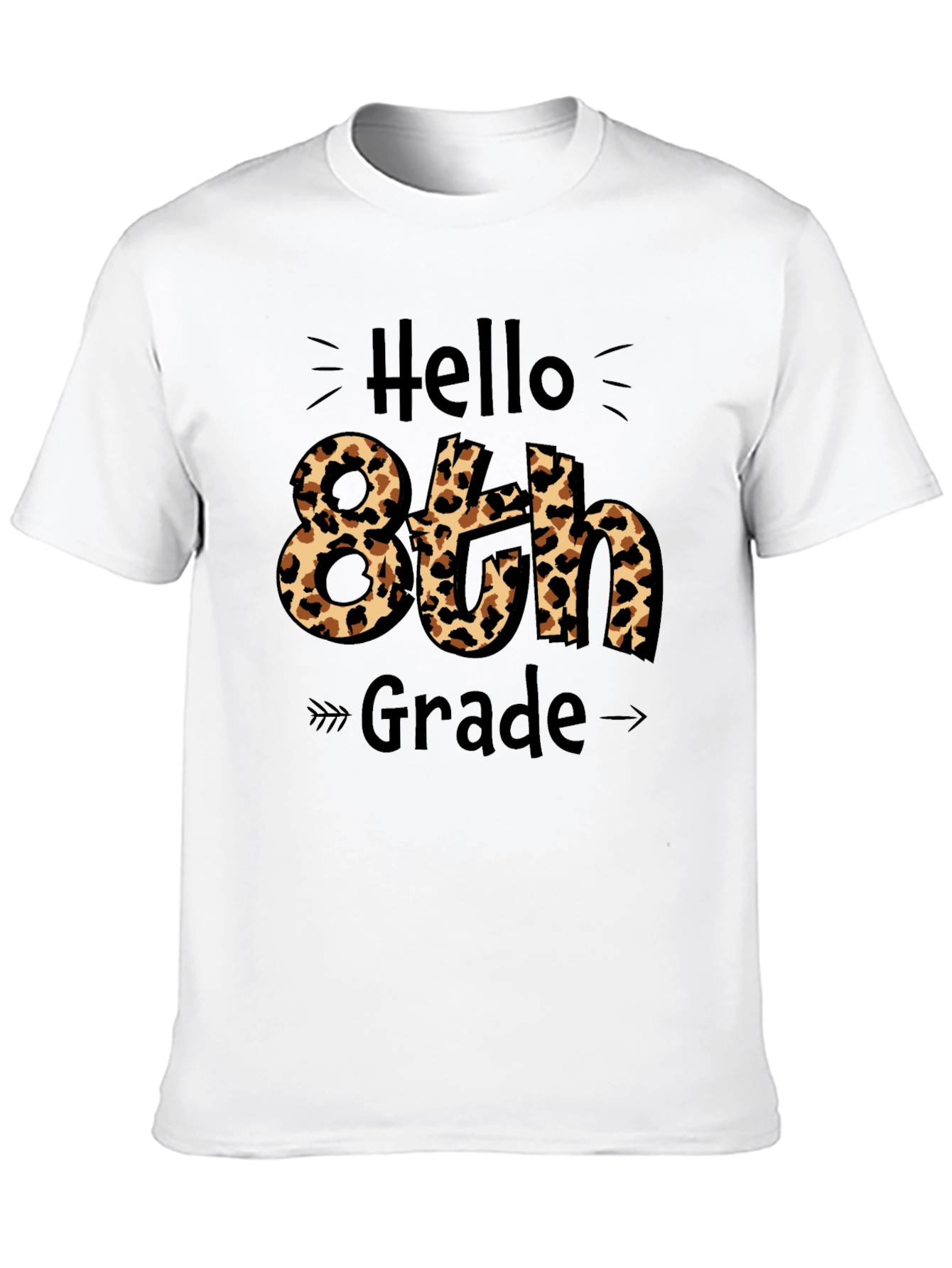 Hello 8th Grade Leopard Print Graphic Tee