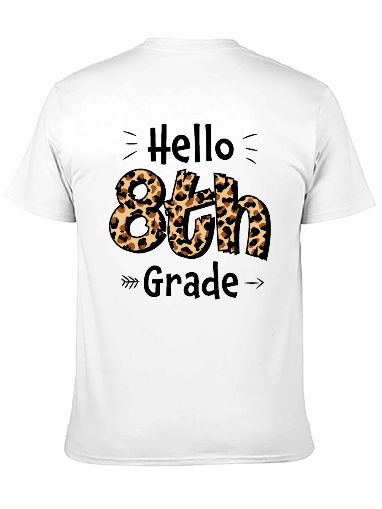 Hello 8th Grade Leopard Print Graphic Tee