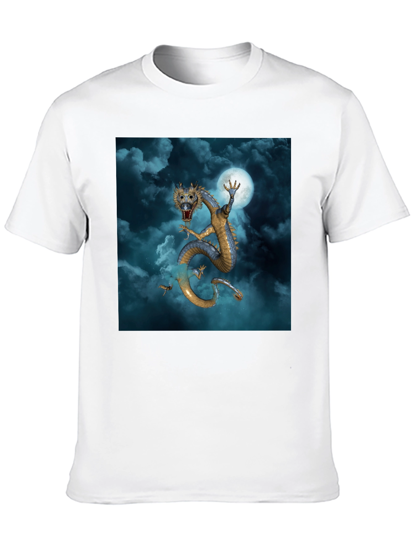 Dragon & Moon Graphic Tee - Premium Black Cotton