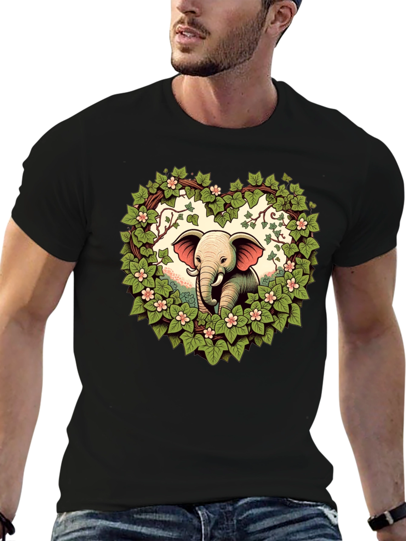 Elephant Love Tee - Heart Wreath Design