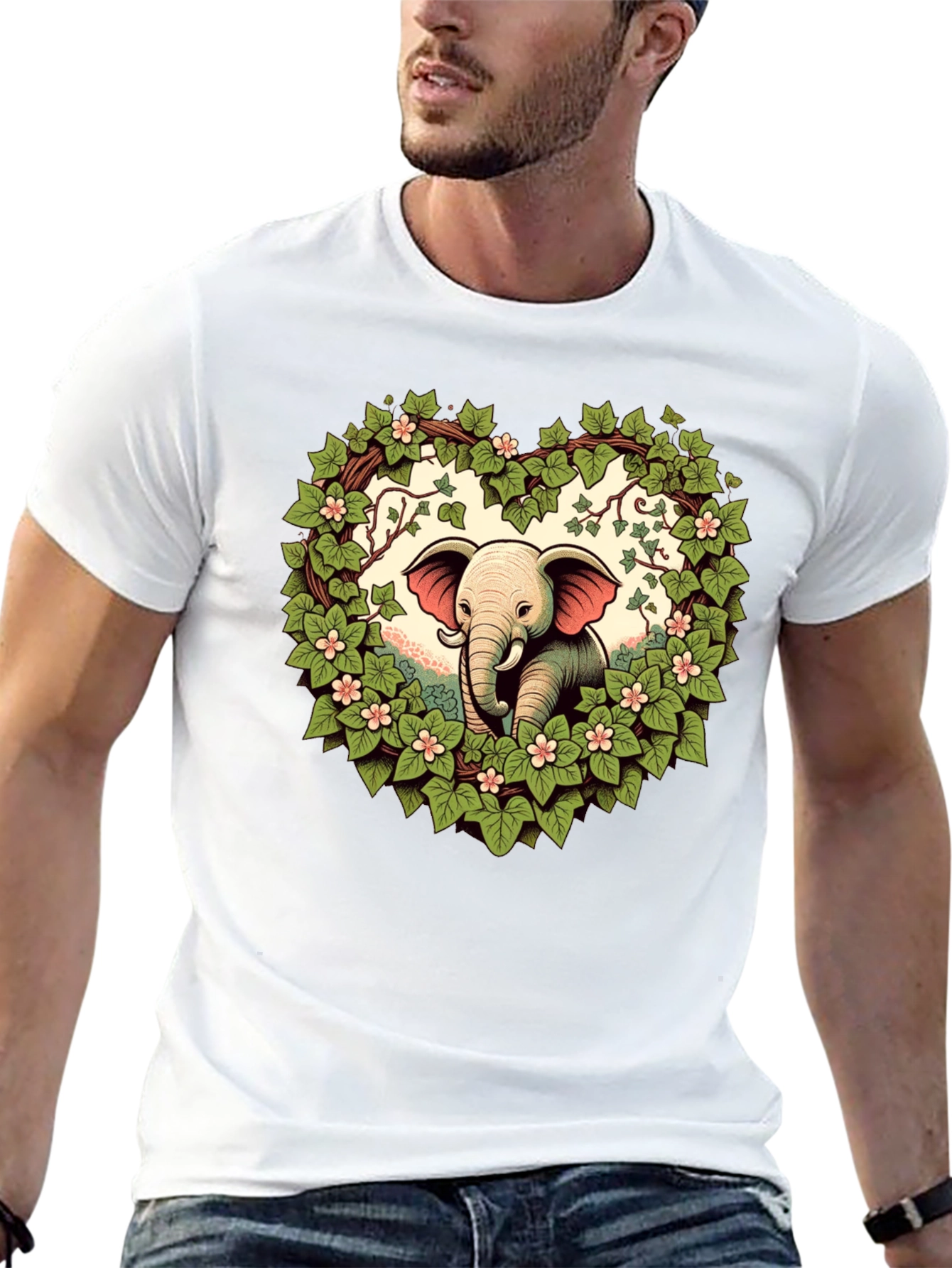 Elephant Love Tee - Heart Wreath Design
