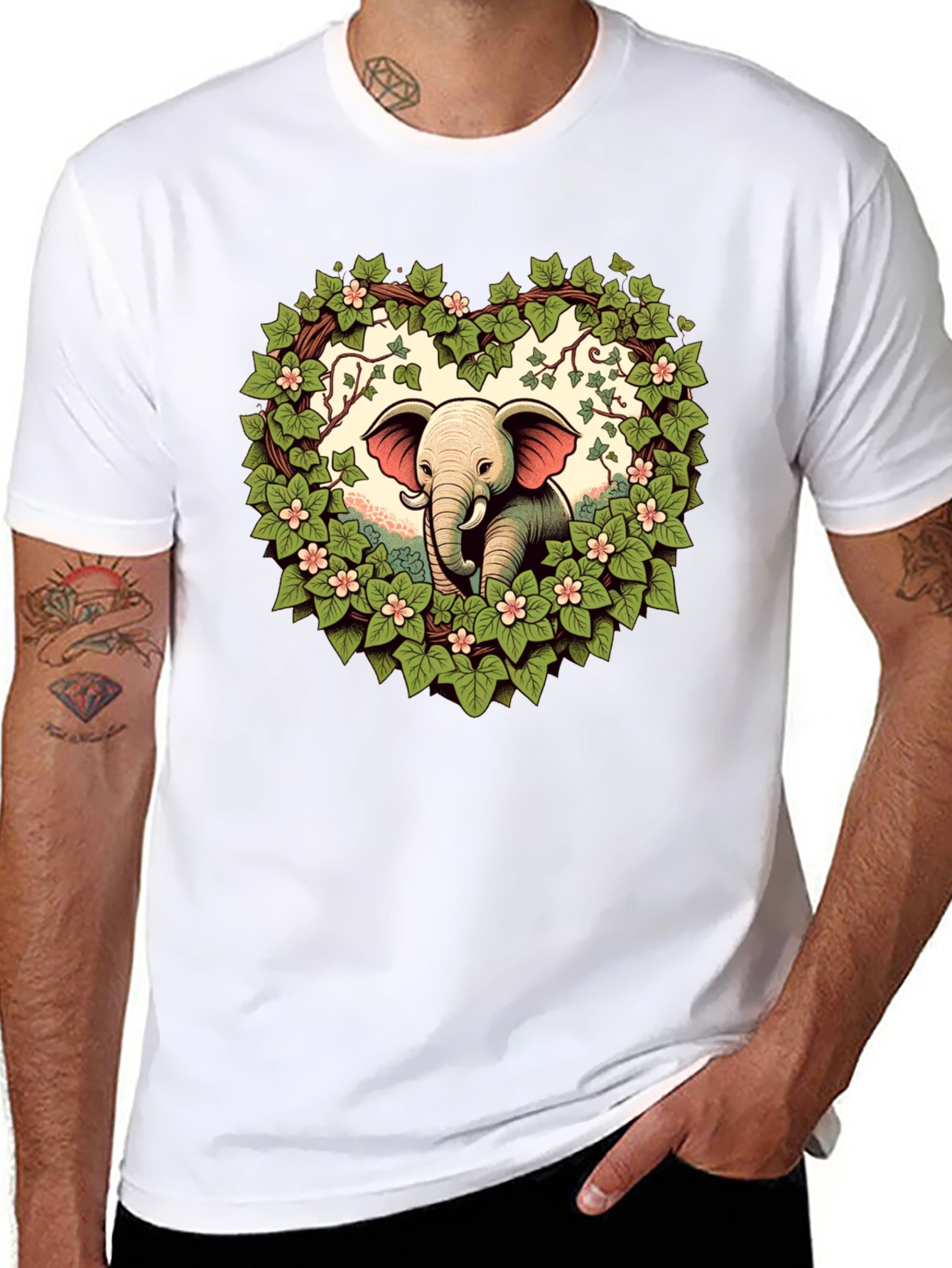 Elephant Love Tee - Heart Wreath Design