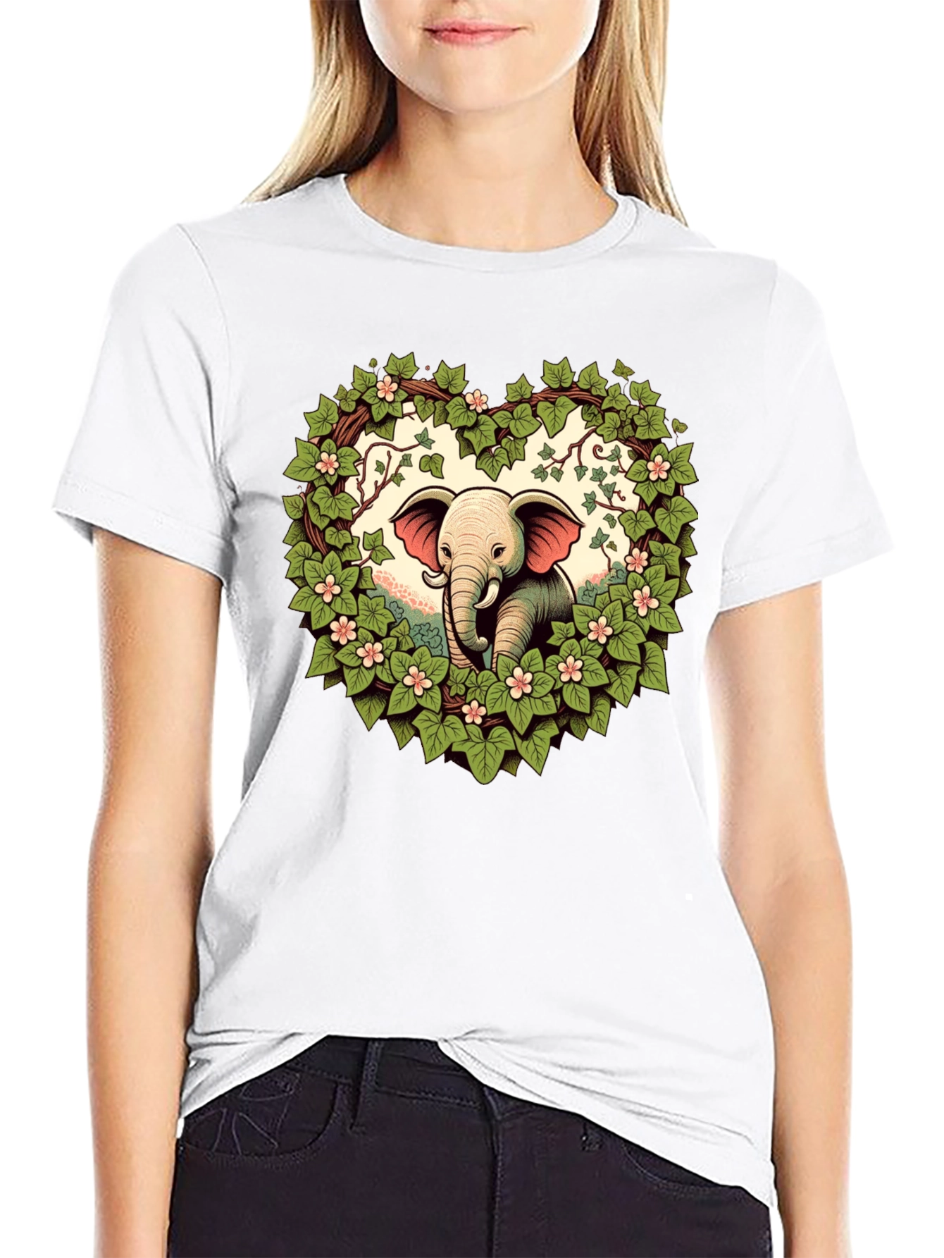 Elephant Love Tee - Heart Wreath Design