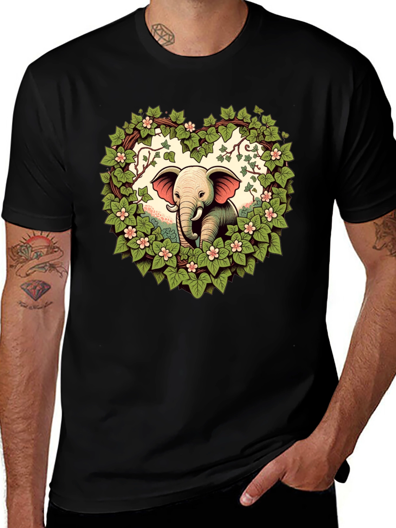 Elephant Love Tee - Heart Wreath Design