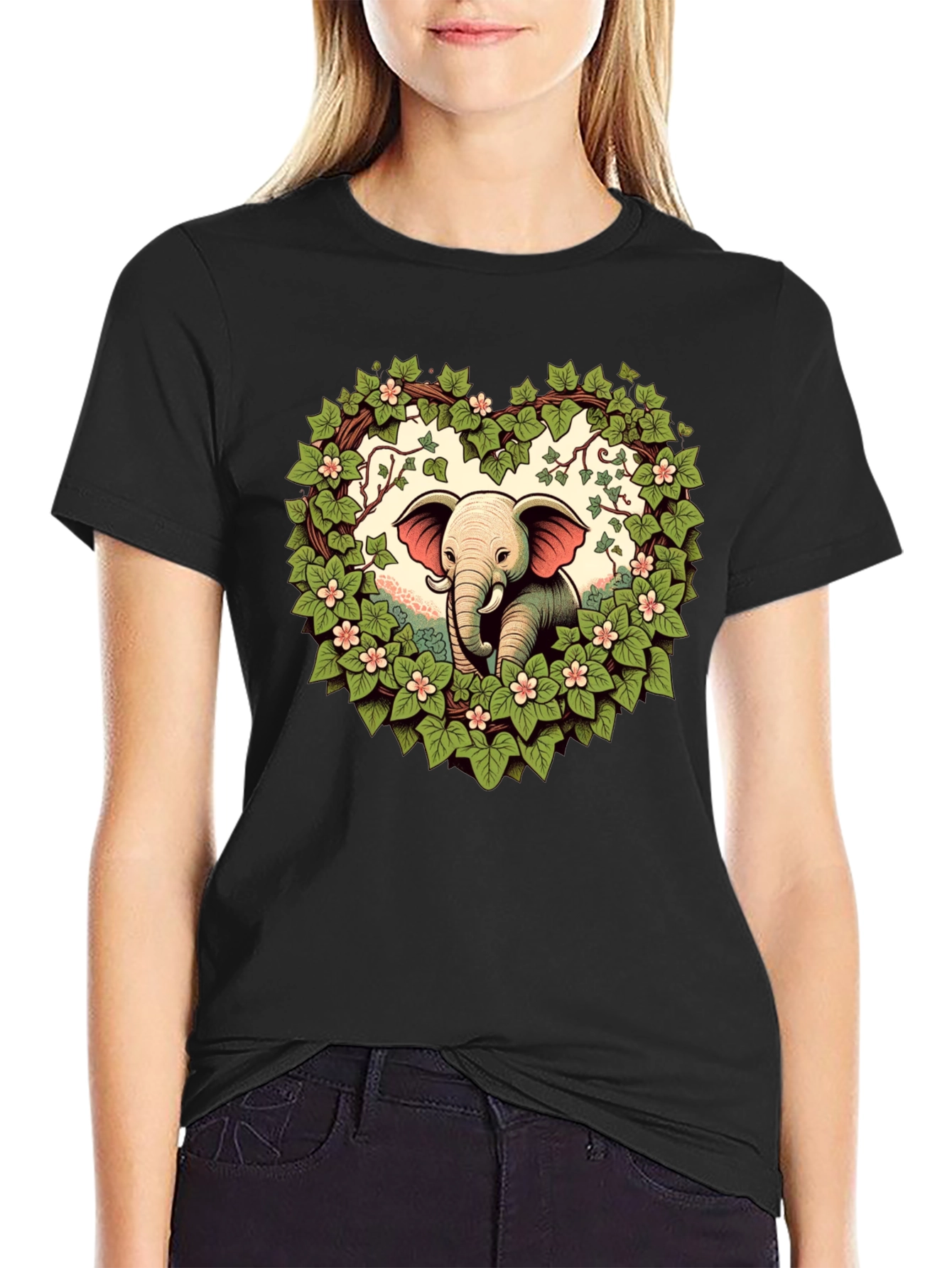 Elephant Love Tee - Heart Wreath Design