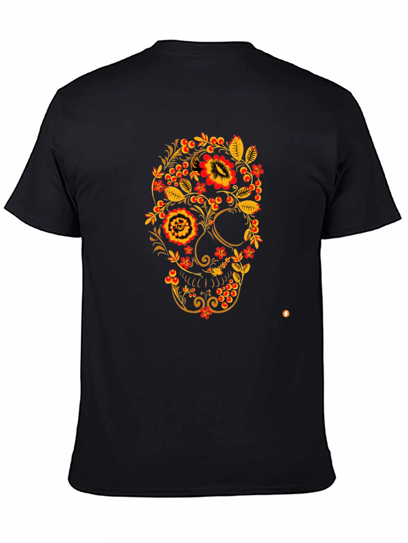 Floral Skull Black T-Shirt - Unique Design